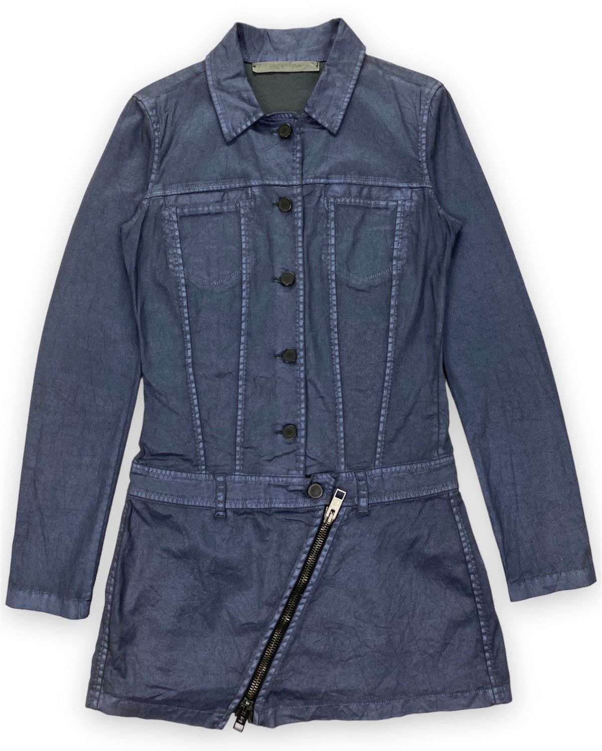 image of Avant Garde Superfine Waxed Dress in Blue, Women's (Size 2XS)