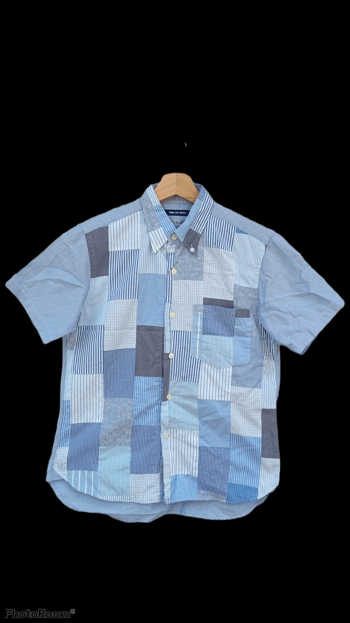 Japanese Brand × Vintage 🔥🔥Tabloid News Patchwork Shirt Size US S / EU 44-46 / 1 - 1 Thumbnail