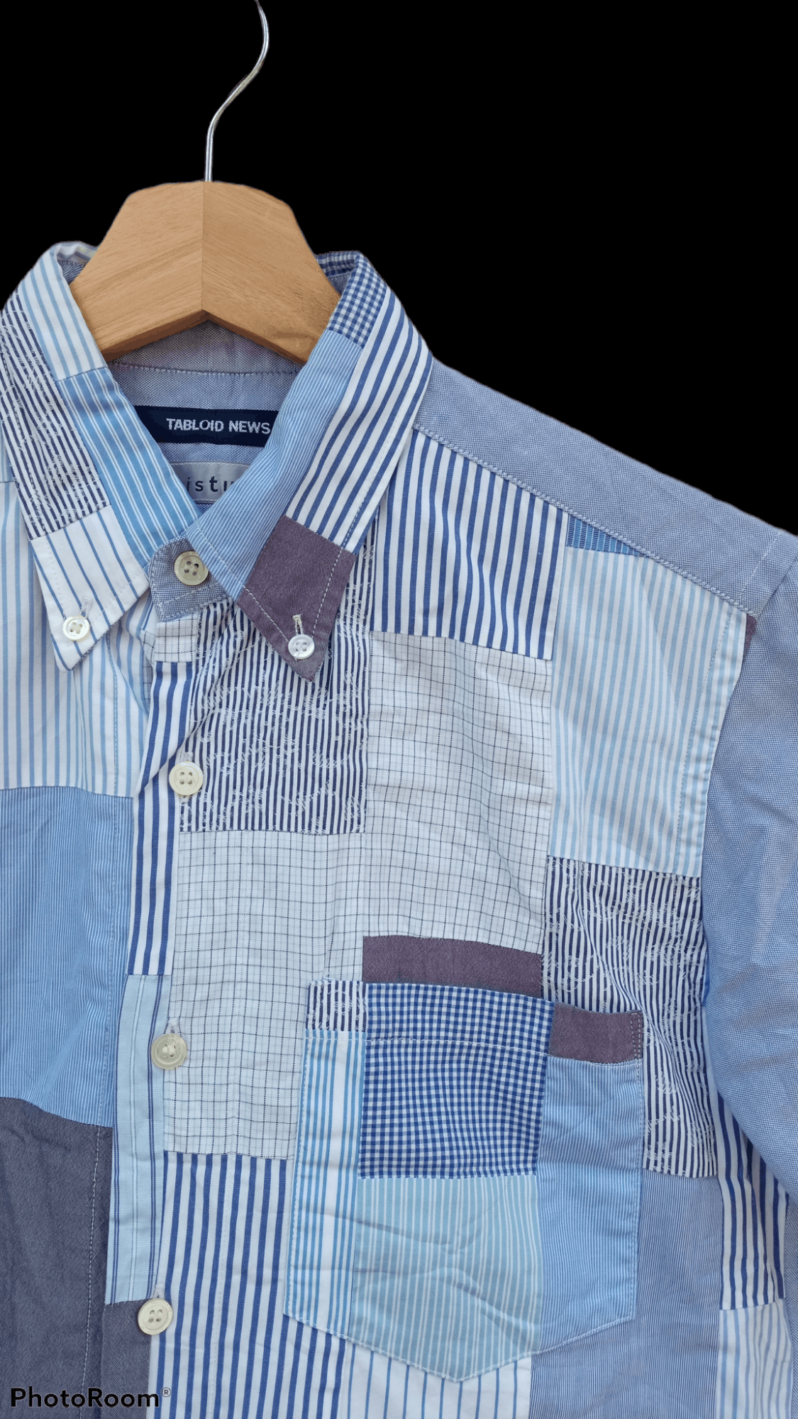 Japanese Brand × Vintage 🔥🔥Tabloid News Patchwork Shirt Size US S / EU 44-46 / 1 - 17 Thumbnail