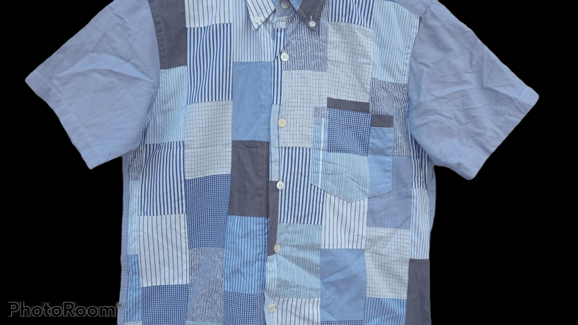 Japanese Brand × Vintage 🔥🔥Tabloid News Patchwork Shirt Size US S / EU 44-46 / 1 - 14 Thumbnail