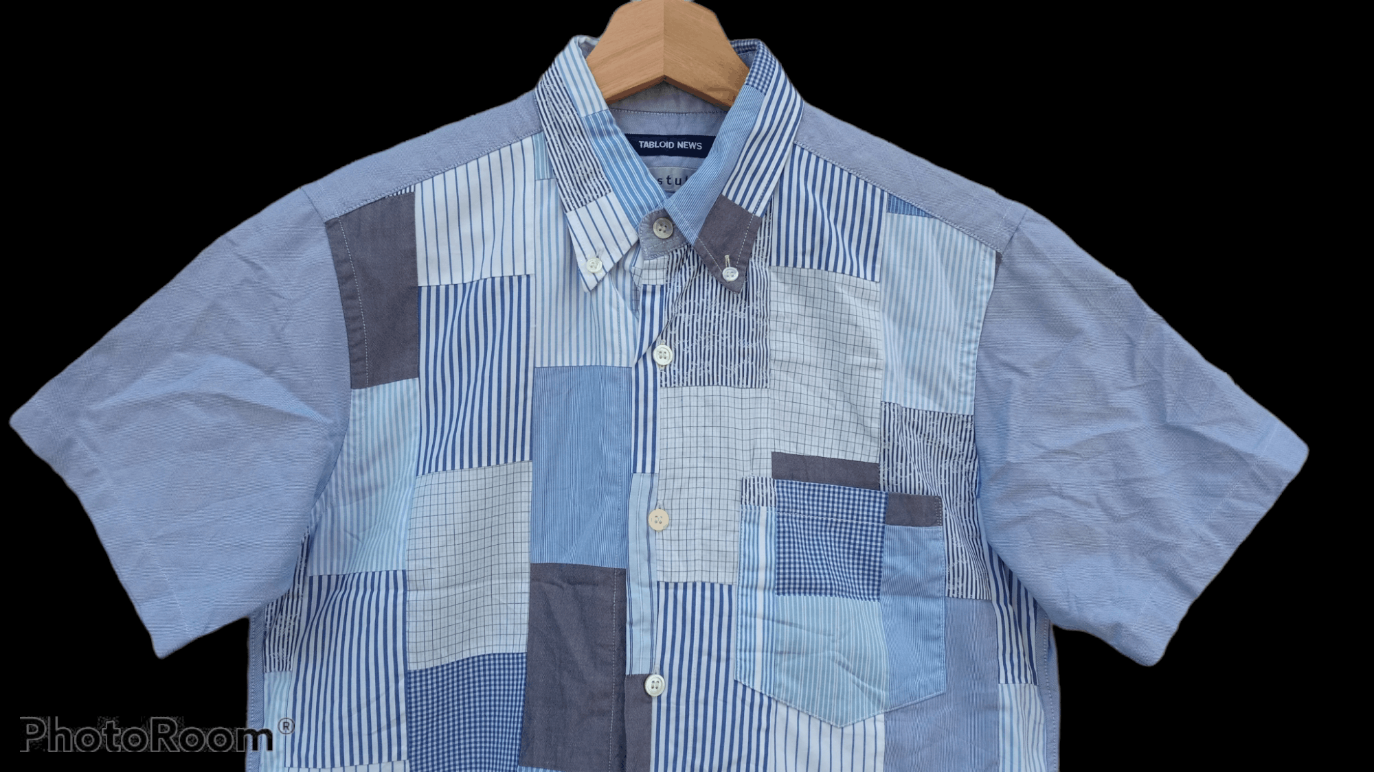 Japanese Brand × Vintage 🔥🔥Tabloid News Patchwork Shirt Size US S / EU 44-46 / 1 - 13 Thumbnail
