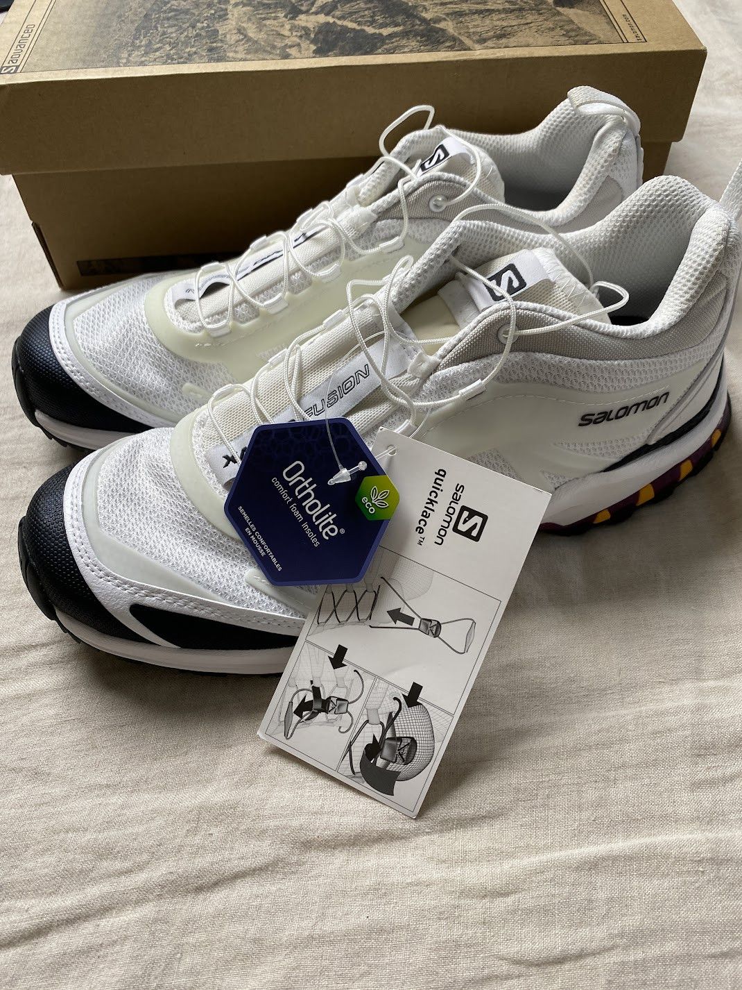 Salomon XA-Pro Fusion Advanced Classic WHITE, BLACK & PLUM CASPIA Size US 9 / EU 42 - 2 Thumbnail