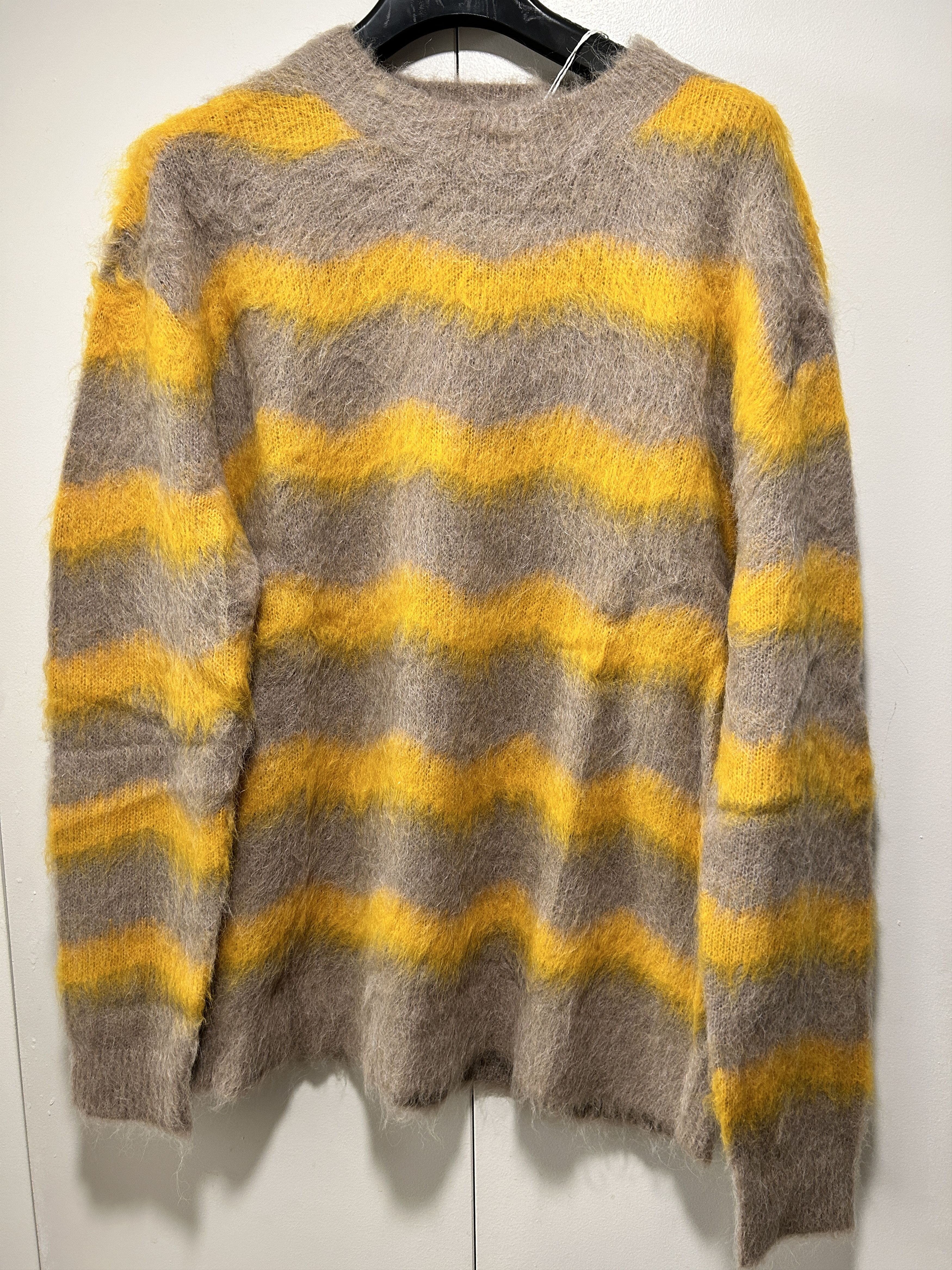 Acne Studios Acne Studios STRIPED FUZZY SWEATER IN BEIGE/YELLOW SS22 Size US L / EU 52-54 / 3 - 2 Thumbnail