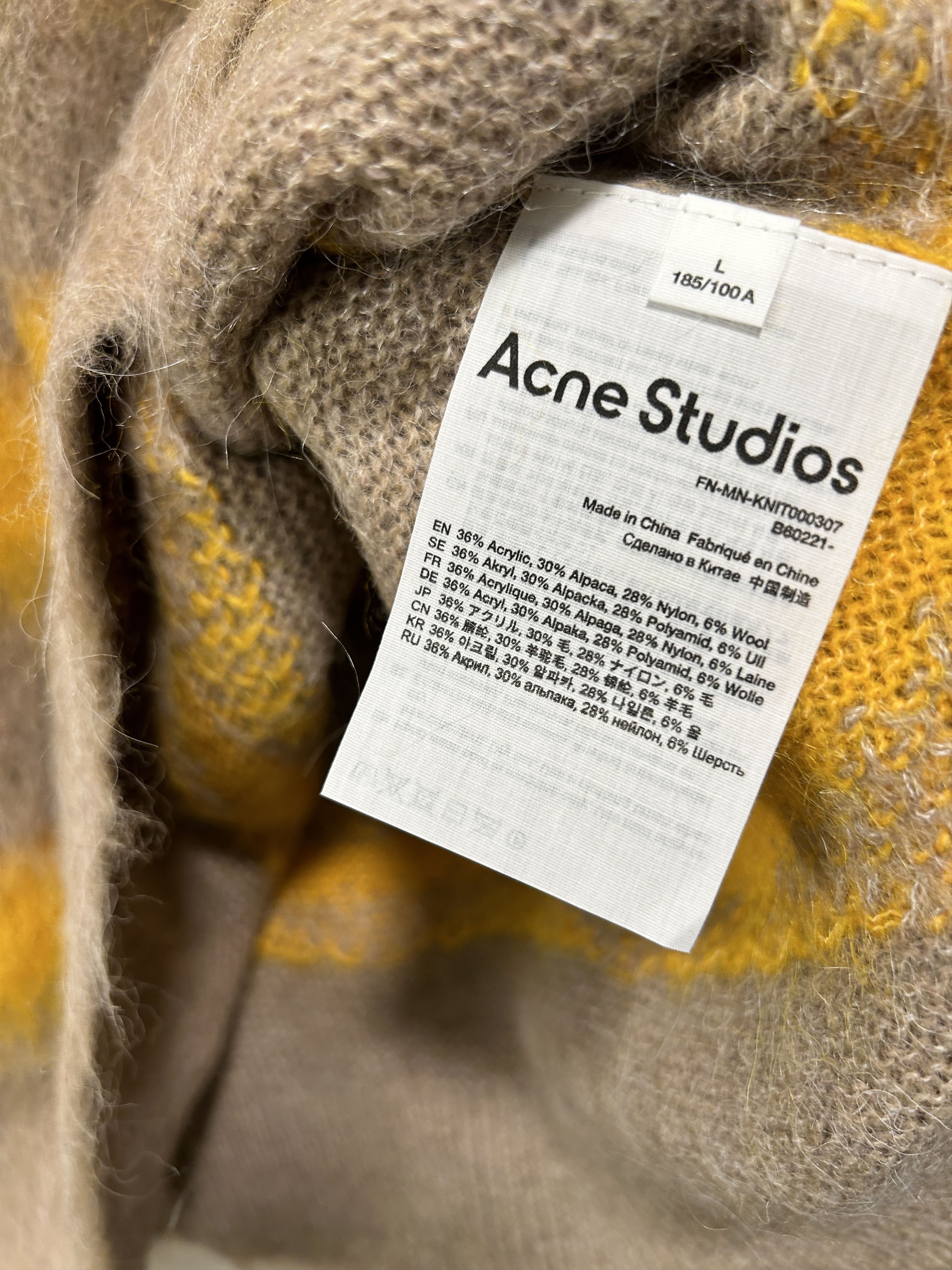 Acne Studios Acne Studios STRIPED FUZZY SWEATER IN BEIGE/YELLOW SS22 Size US L / EU 52-54 / 3 - 3 Thumbnail