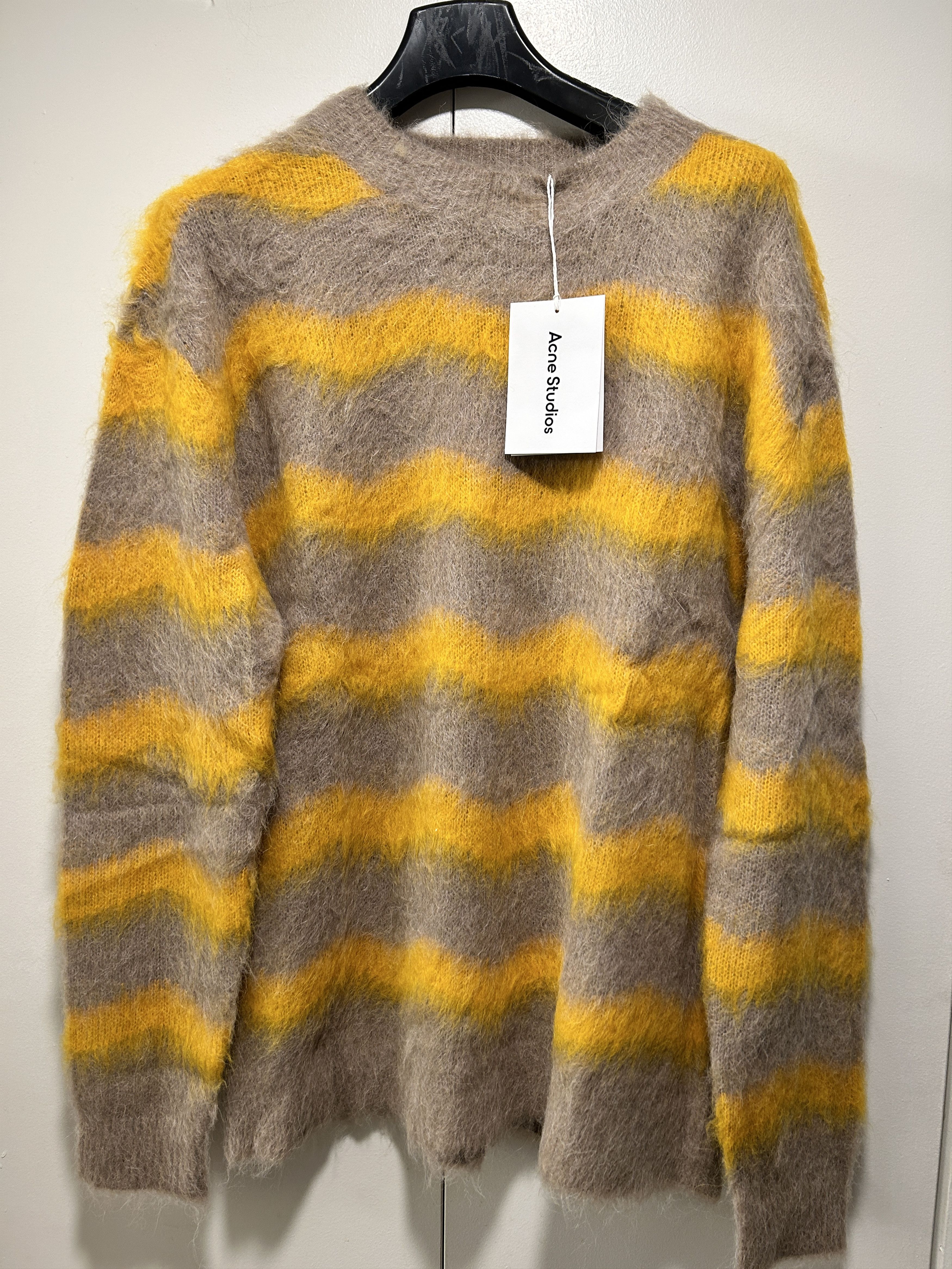 Acne Studios Acne Studios STRIPED FUZZY SWEATER IN BEIGE/YELLOW SS22 Size US L / EU 52-54 / 3 - 1 Thumbnail