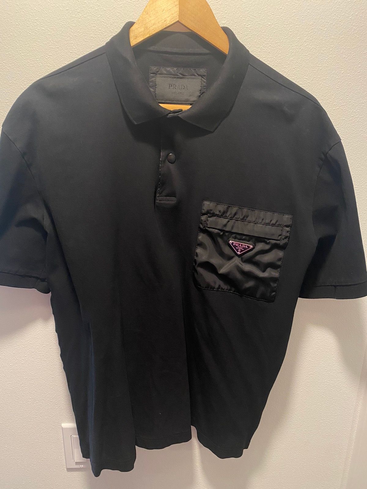Pre-owned Prada Logo Polo Shirt In Black