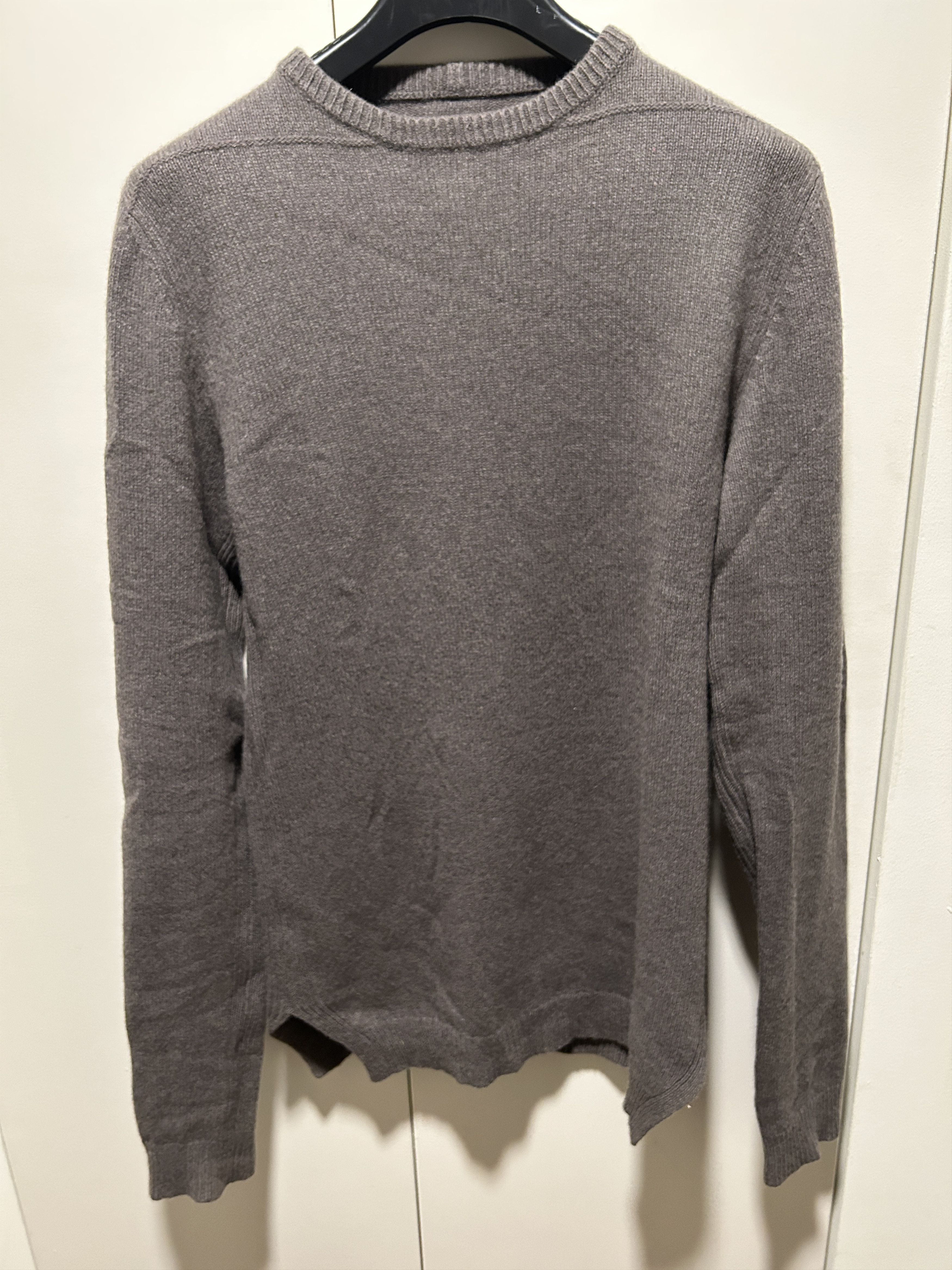image of Rick Owens Men's Biker Round Neck Sweater (Dust) in Dusk Grey (Size Medium)
