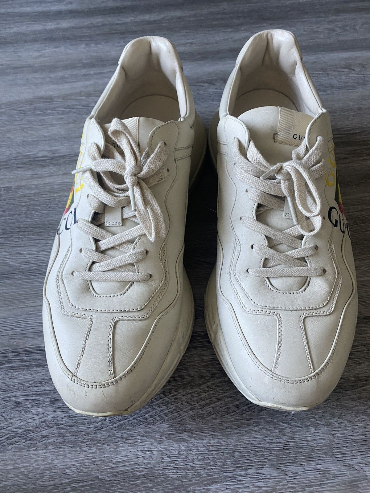Gucci Gucci Rhyton Gucci Logo Leather Sneaker Size US 12 / EU 45 - 8 Thumbnail