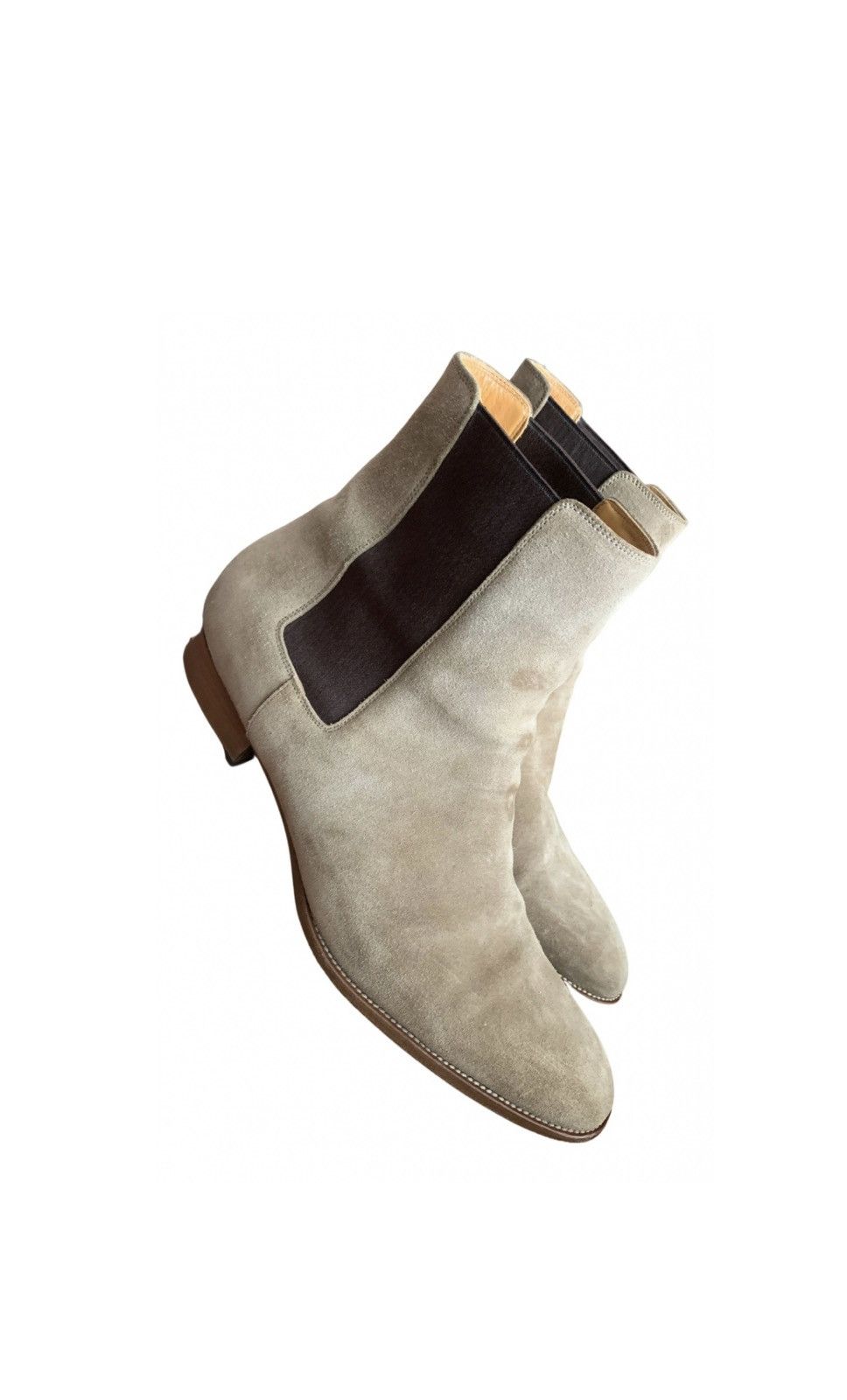 Pre-owned Hedi Slimane X Saint Laurent Paris Wyatt Chelsea Boots In Sand