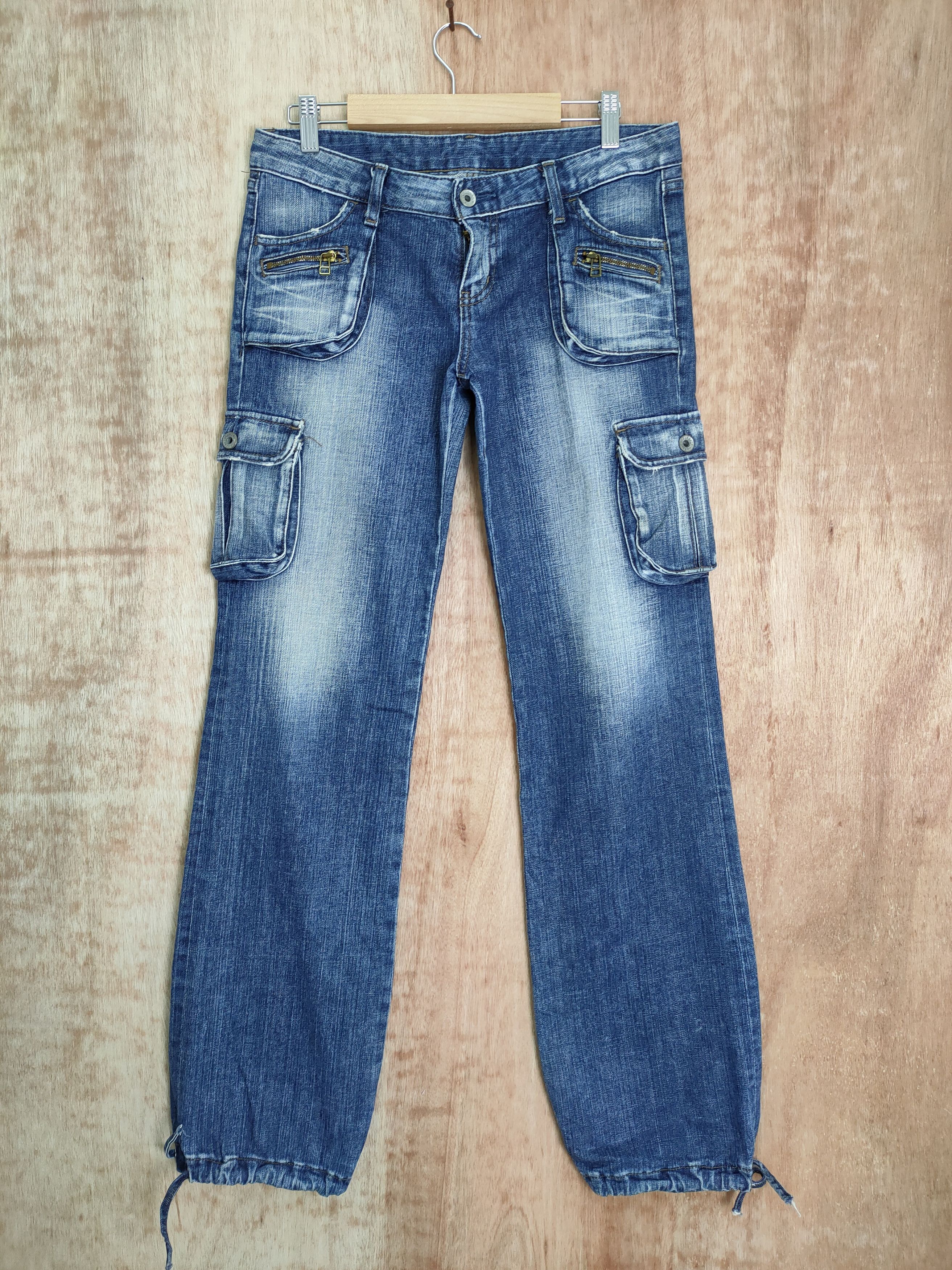 Japanese Brand JAPANESE DENIM JEAN FADED CARGO PANTS Size US 31 - 8 Thumbnail