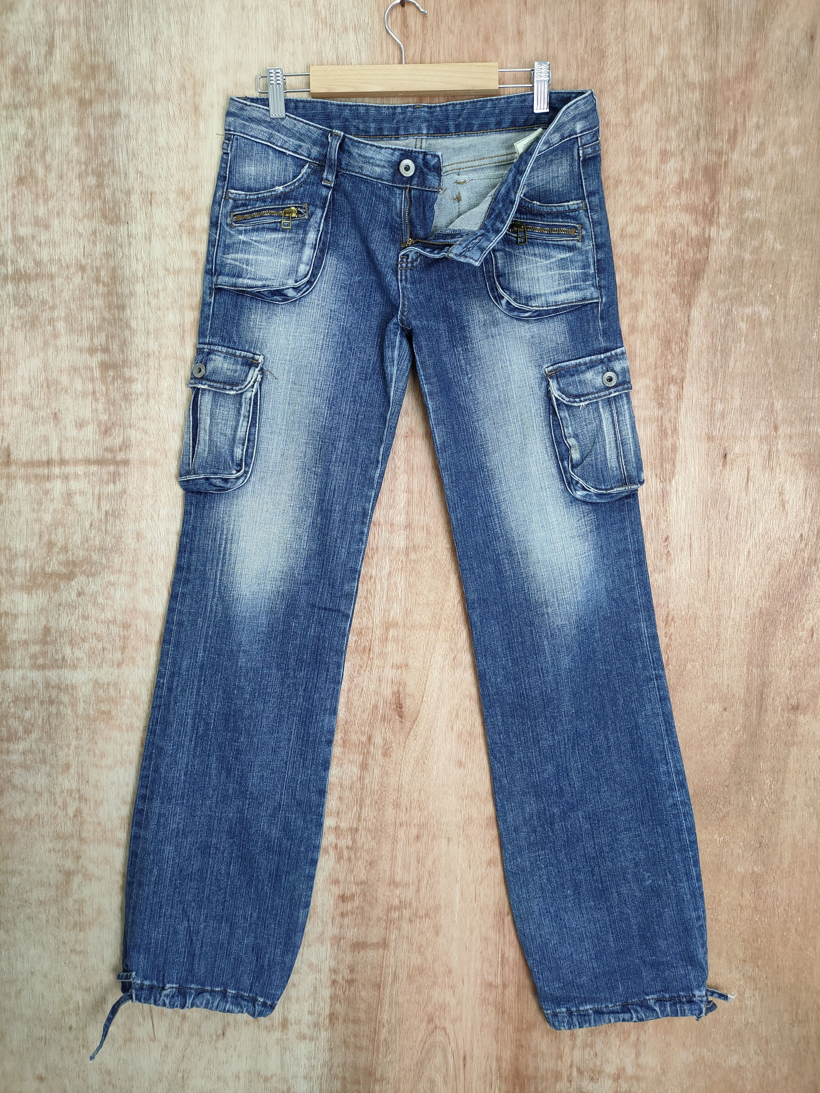 Japanese Brand JAPANESE DENIM JEAN FADED CARGO PANTS Size US 31 - 1 Thumbnail