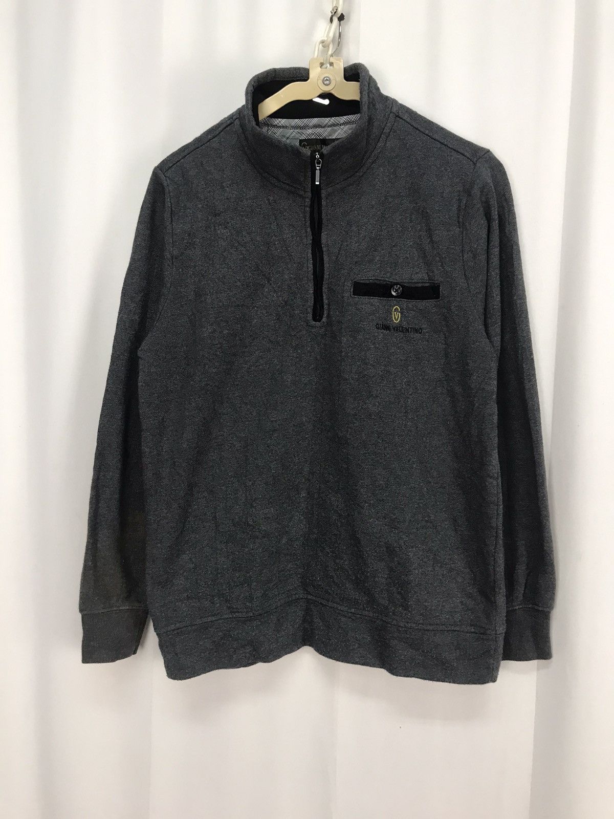 Japanese Brand Gianni Valentino half zipper distressed sweatshirt Size US M / EU 48-50 / 2 - 7 Thumbnail