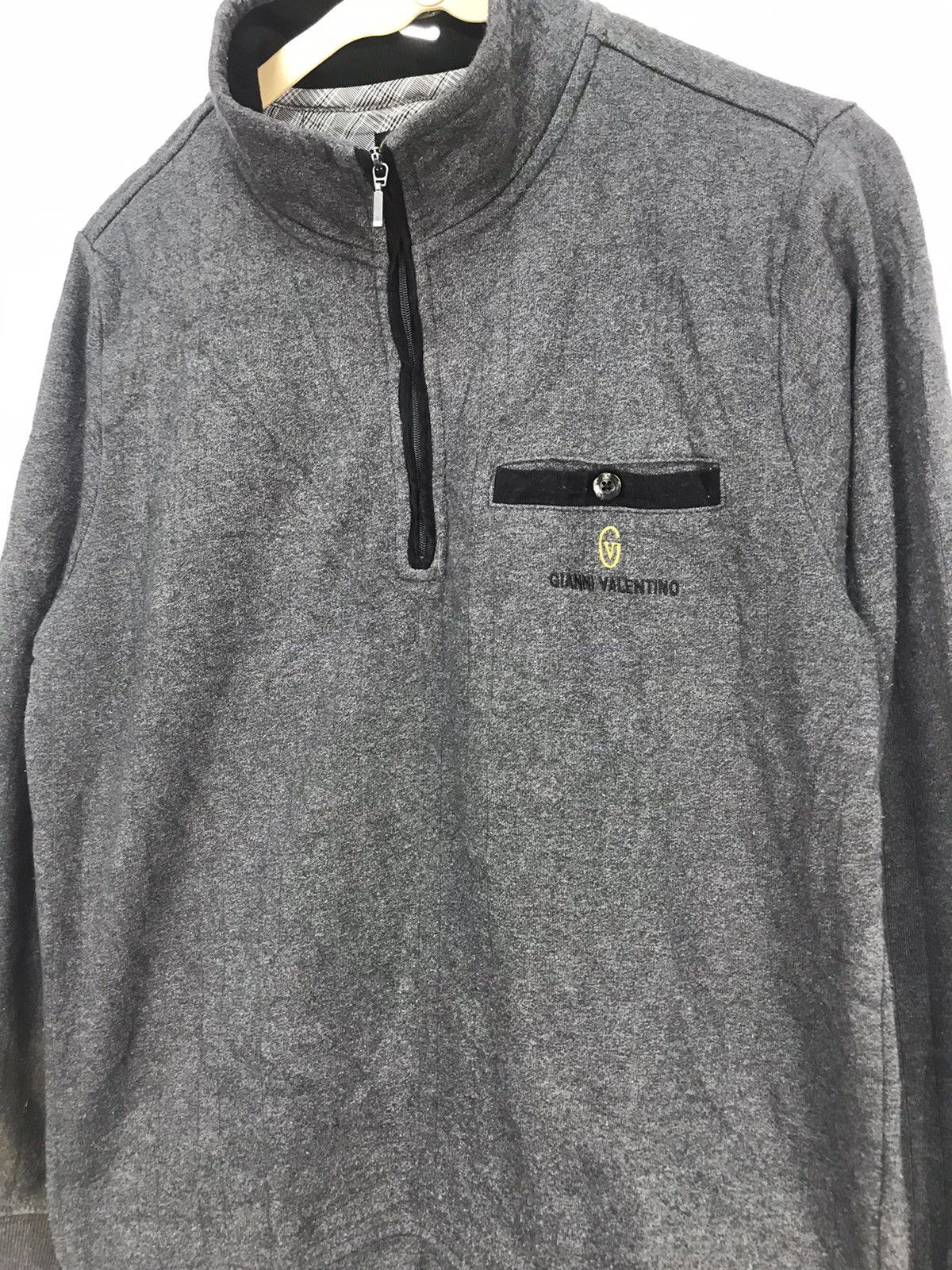 Japanese Brand Gianni Valentino half zipper distressed sweatshirt Size US M / EU 48-50 / 2 - 5 Thumbnail