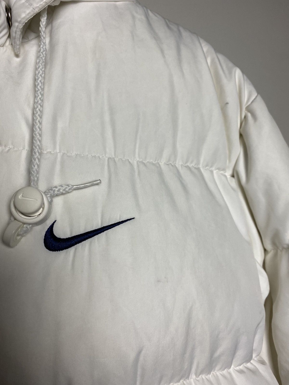Nike × Vintage Nike vintage puffer jacket big logo white neon yellow 90s Size US M / EU 48-50 / 2 - 7 Thumbnail