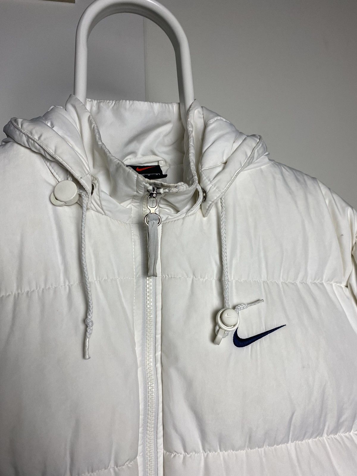 Nike × Vintage Nike vintage puffer jacket big logo white neon yellow 90s Size US M / EU 48-50 / 2 - 5 Thumbnail
