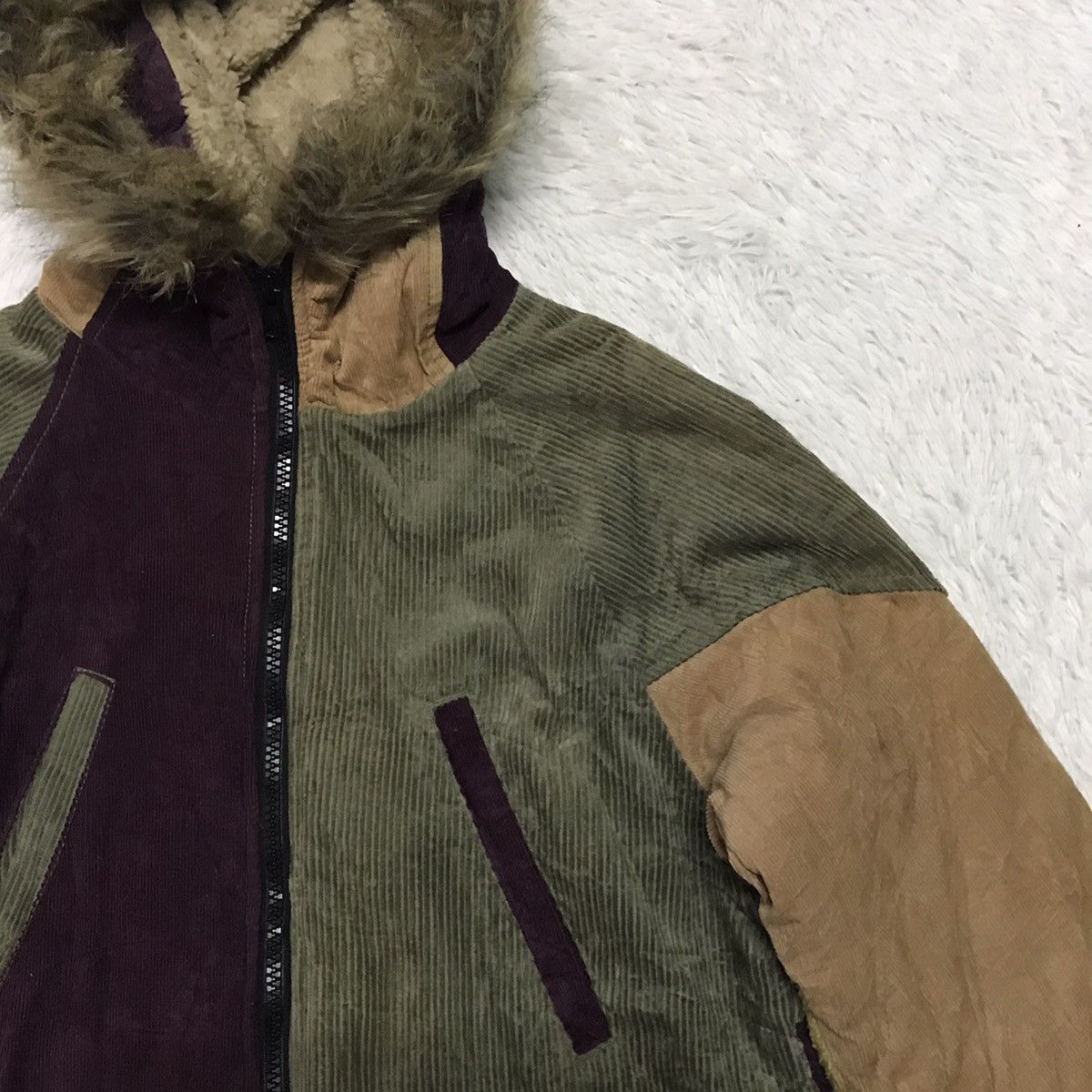 Fright JK Patch Color Block Phatee Jacket Fur Like Hoodie