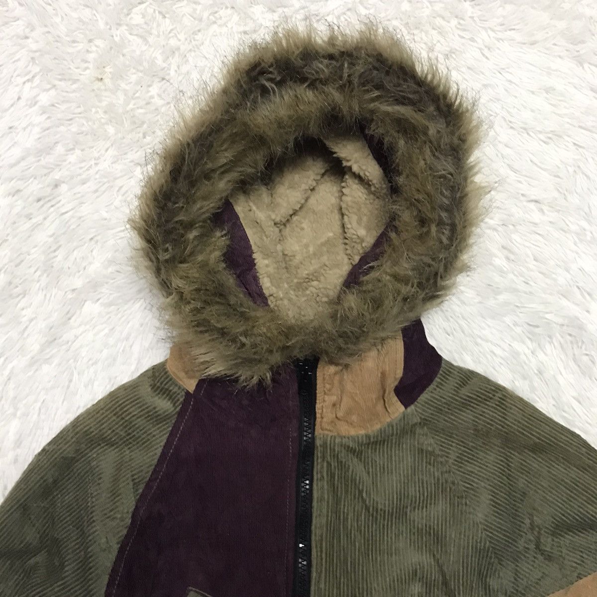 Fright JK Patch Color Block Phatee Jacket Fur Like Hoodie