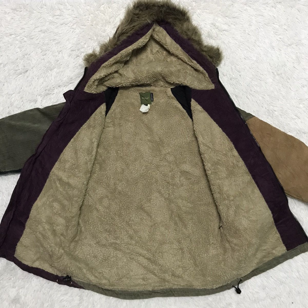 Fright JK Patch Color Block Phatee Jacket Fur Like Hoodie