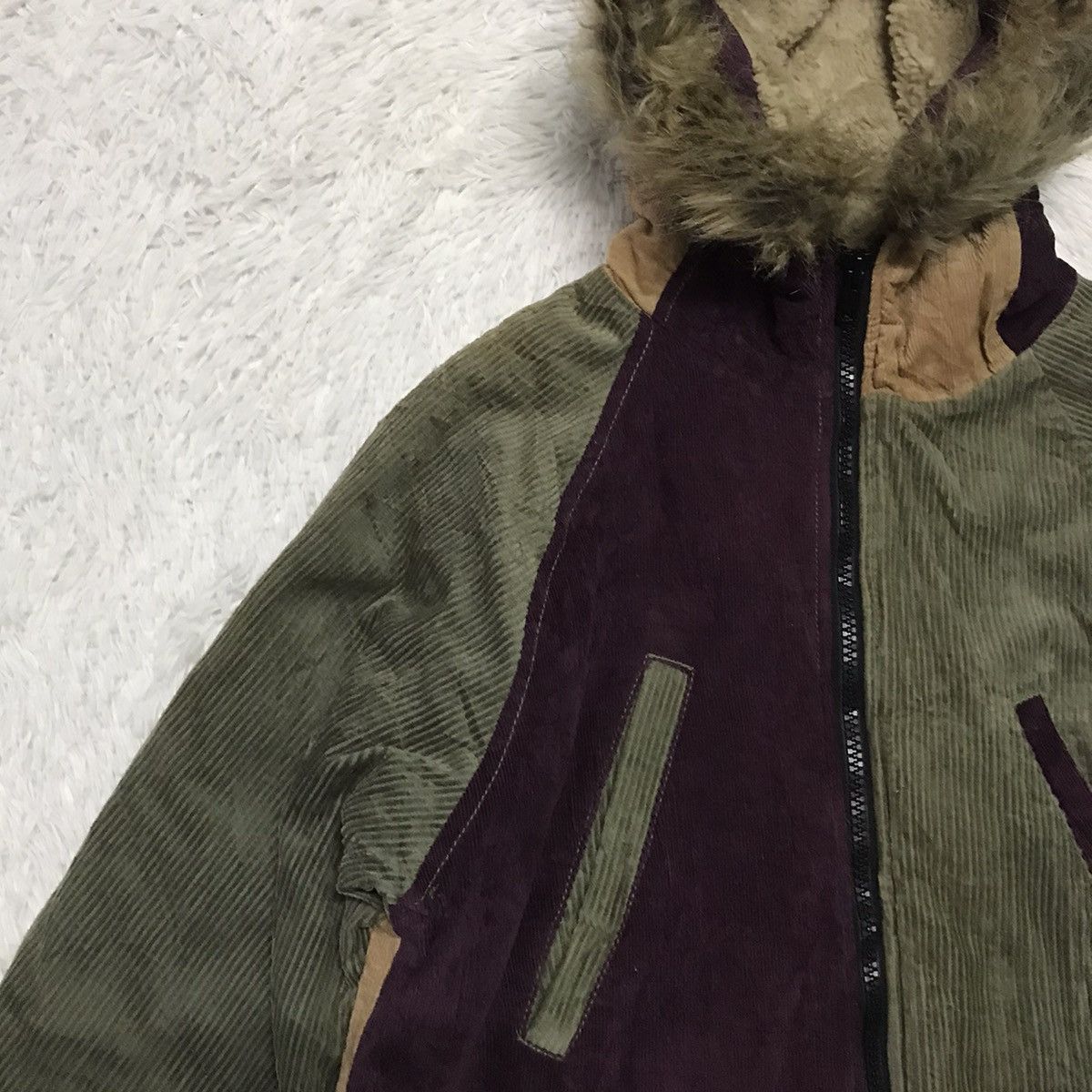 Fright JK Patch Color Block Phatee Jacket Fur Like Hoodie
