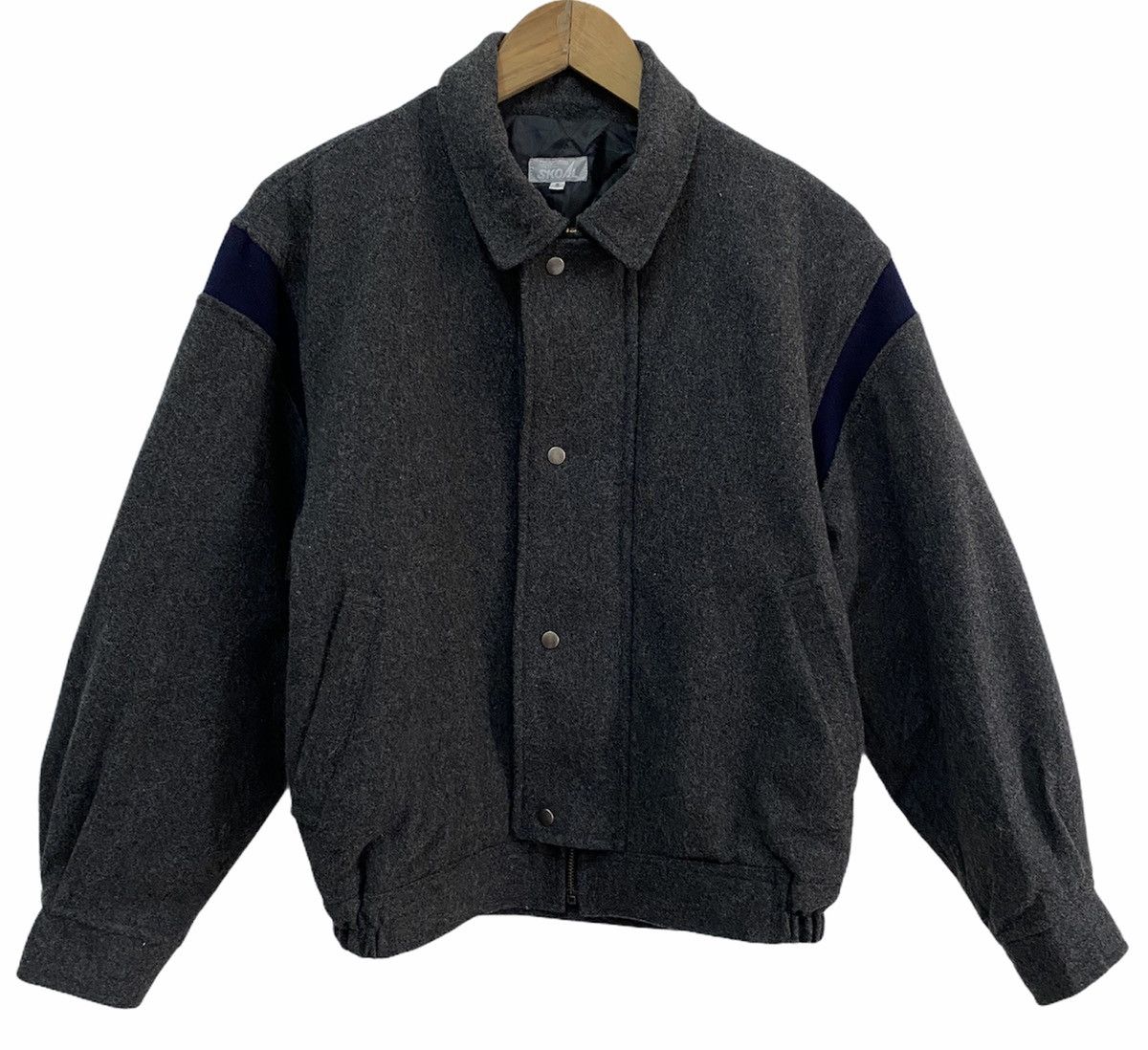 image of Varsity Jacket Vintage 80's Skoal Bandit Teddy Slimane Jacket in Grey, Men's (Size Small)