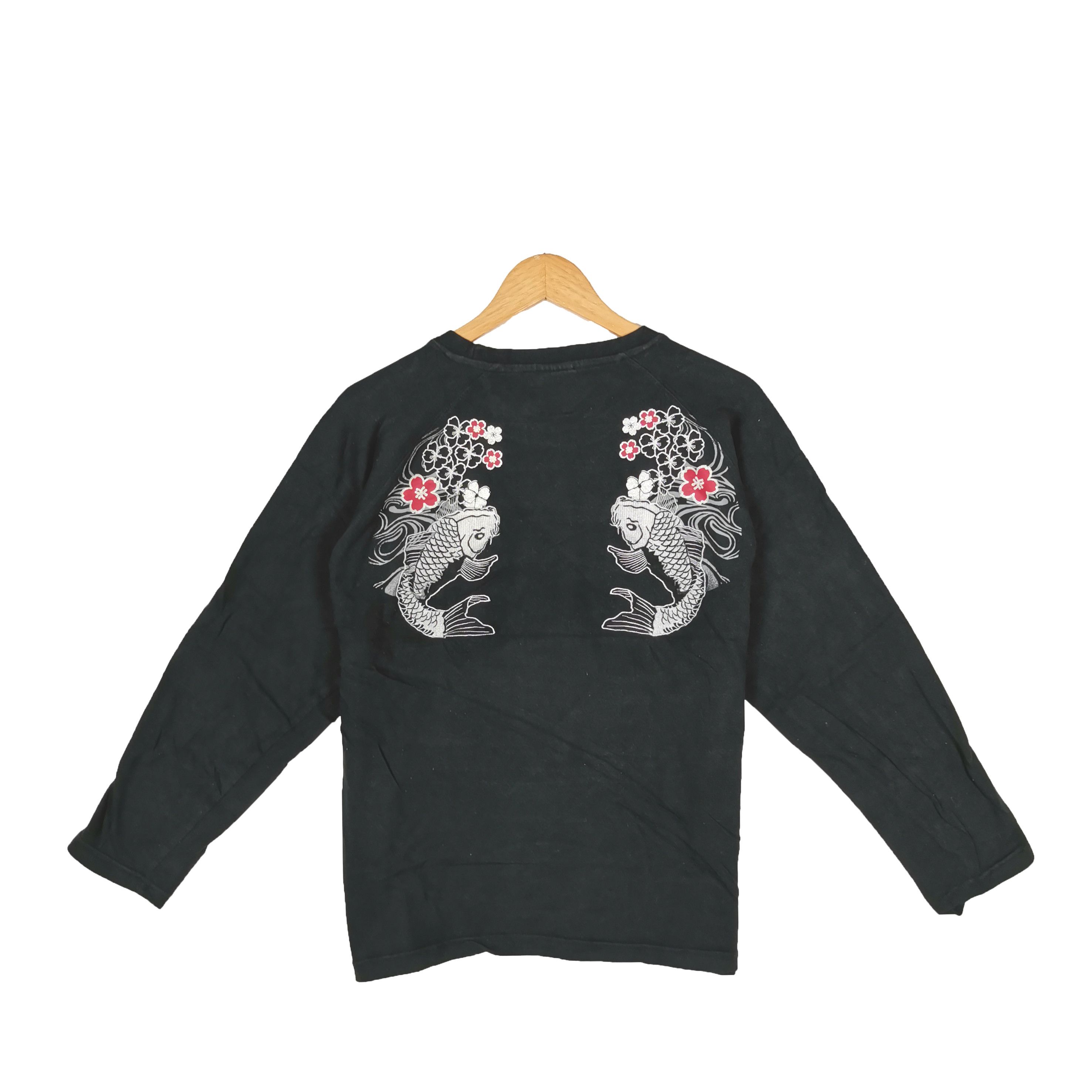 Sukajan T-Shirt Fish Embroidery Japanese Crewneck Tees