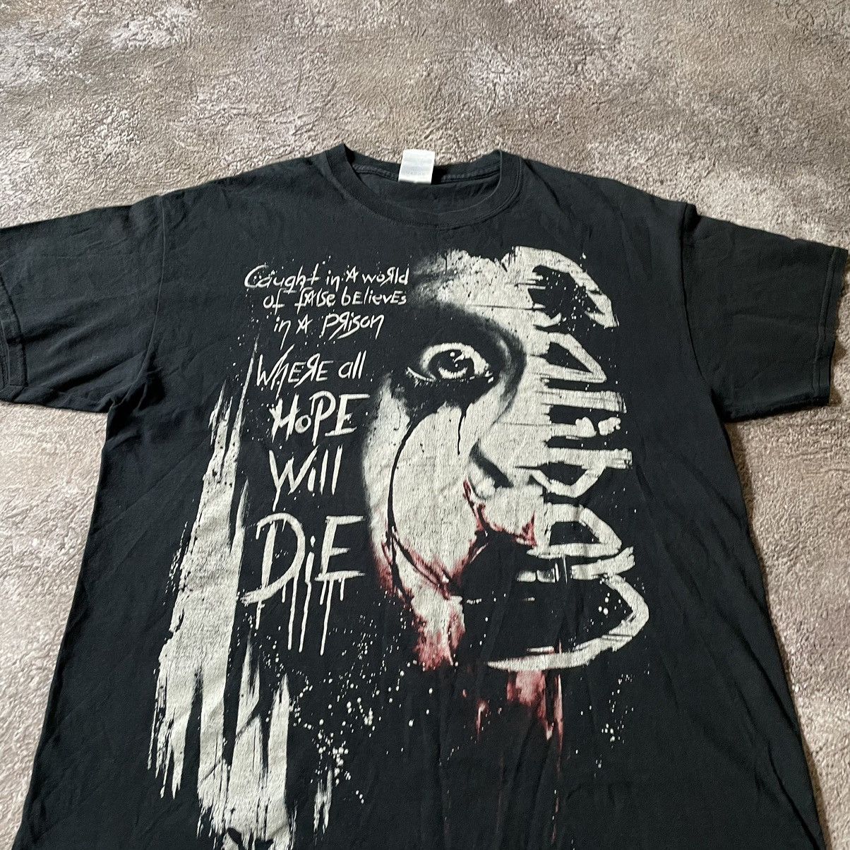 Vintage Vintage Y2K Goth Horror Graphic Tee Thrashed Black Relaxed L Size US L / EU 52-54 / 3 - 5 Thumbnail