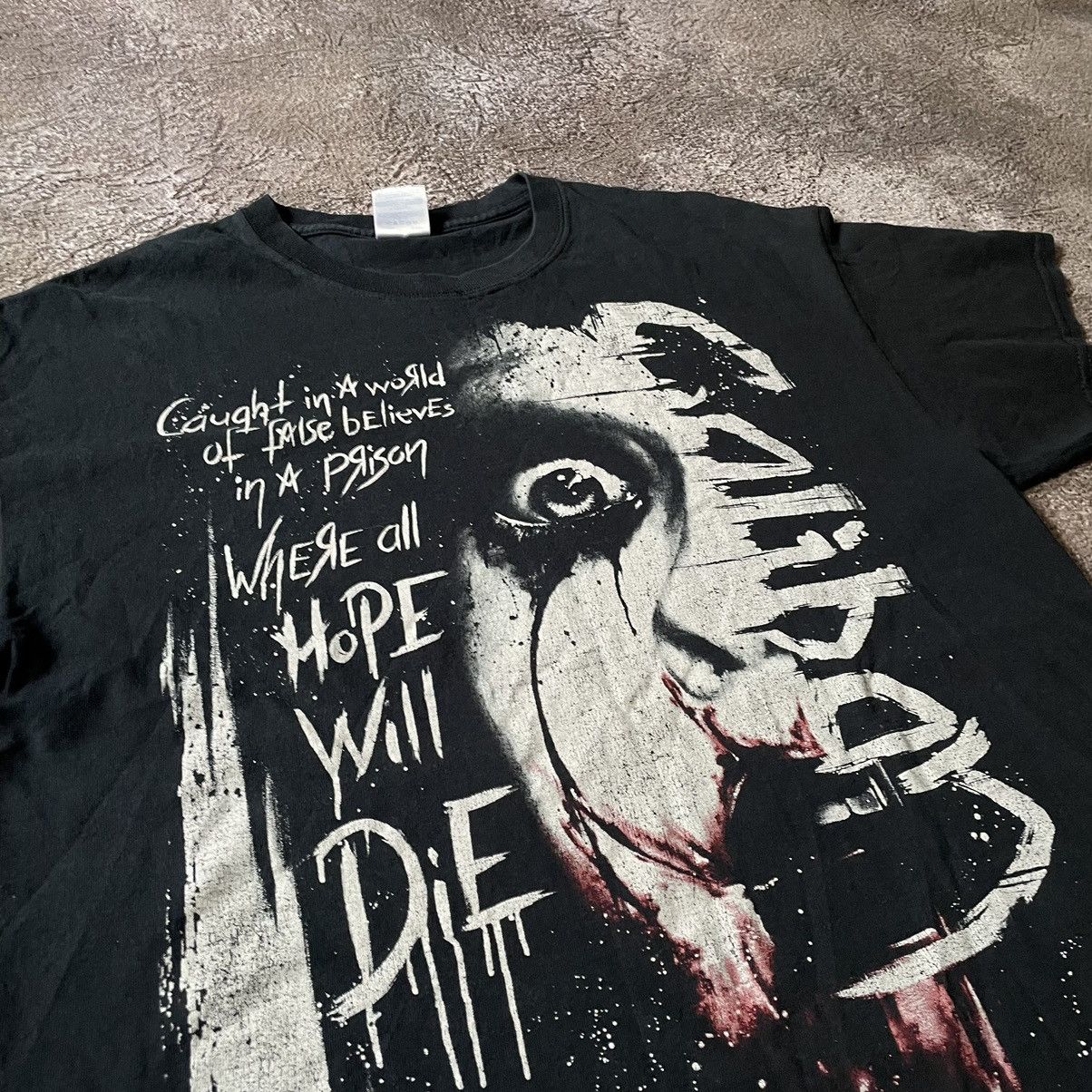 Vintage Vintage Y2K Goth Horror Graphic Tee Thrashed Black Relaxed L Size US L / EU 52-54 / 3 - 6 Thumbnail