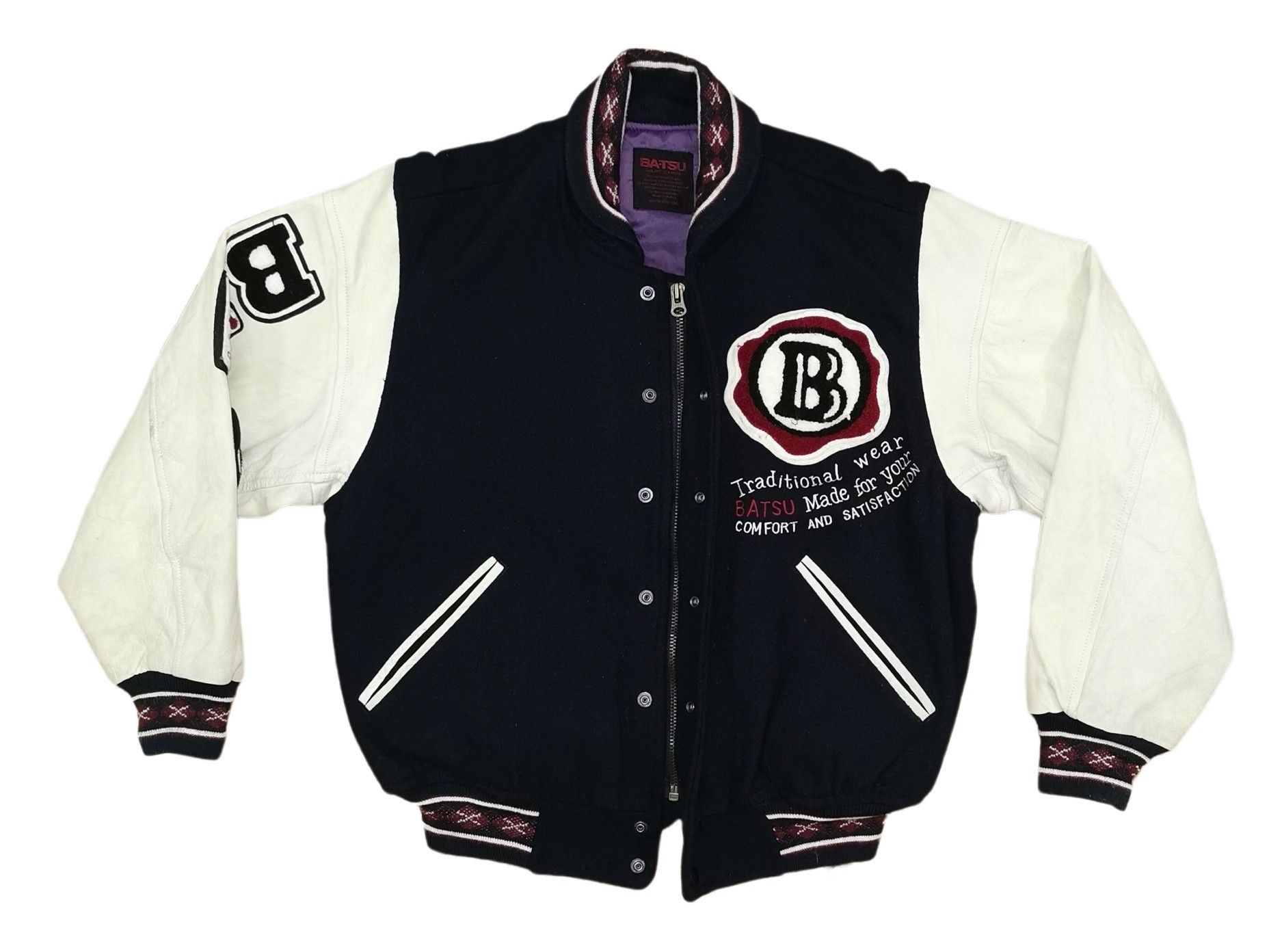 Japanese Brand Batsu Leather Wool Varsity Jacket Size US M / EU 48-50 / 2 - 12 Thumbnail