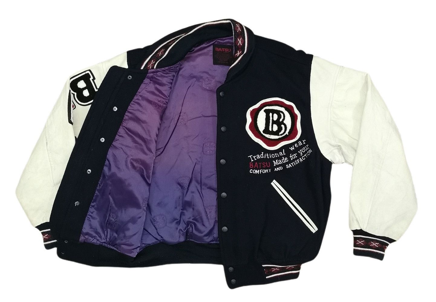 Japanese Brand Batsu Leather Wool Varsity Jacket Size US M / EU 48-50 / 2 - 13 Thumbnail