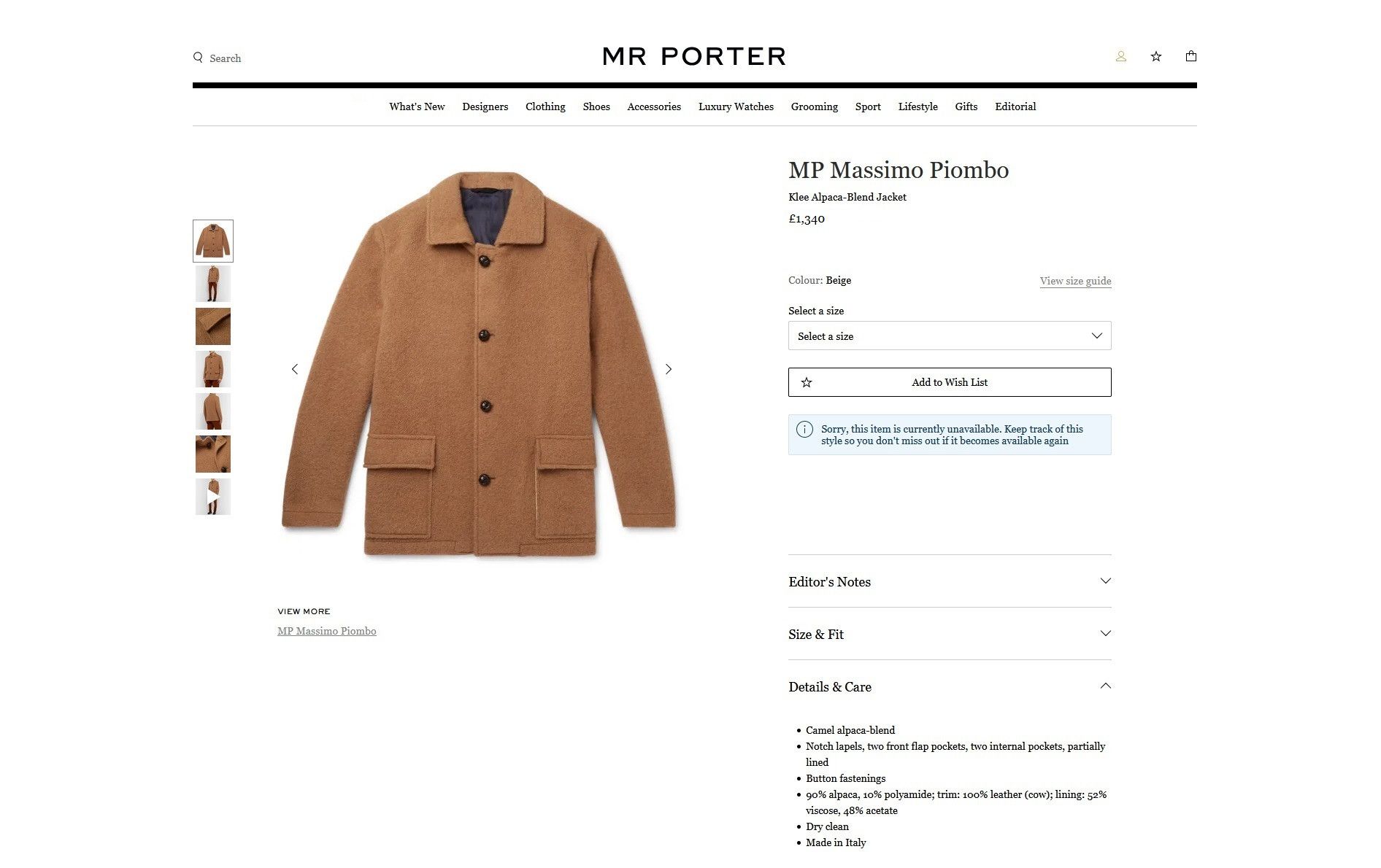 MP Massimo Piombo Massimo Piombo Klee Jacket - Camel Alpaca Size US S / EU 44-46 / 1 - 12 Thumbnail