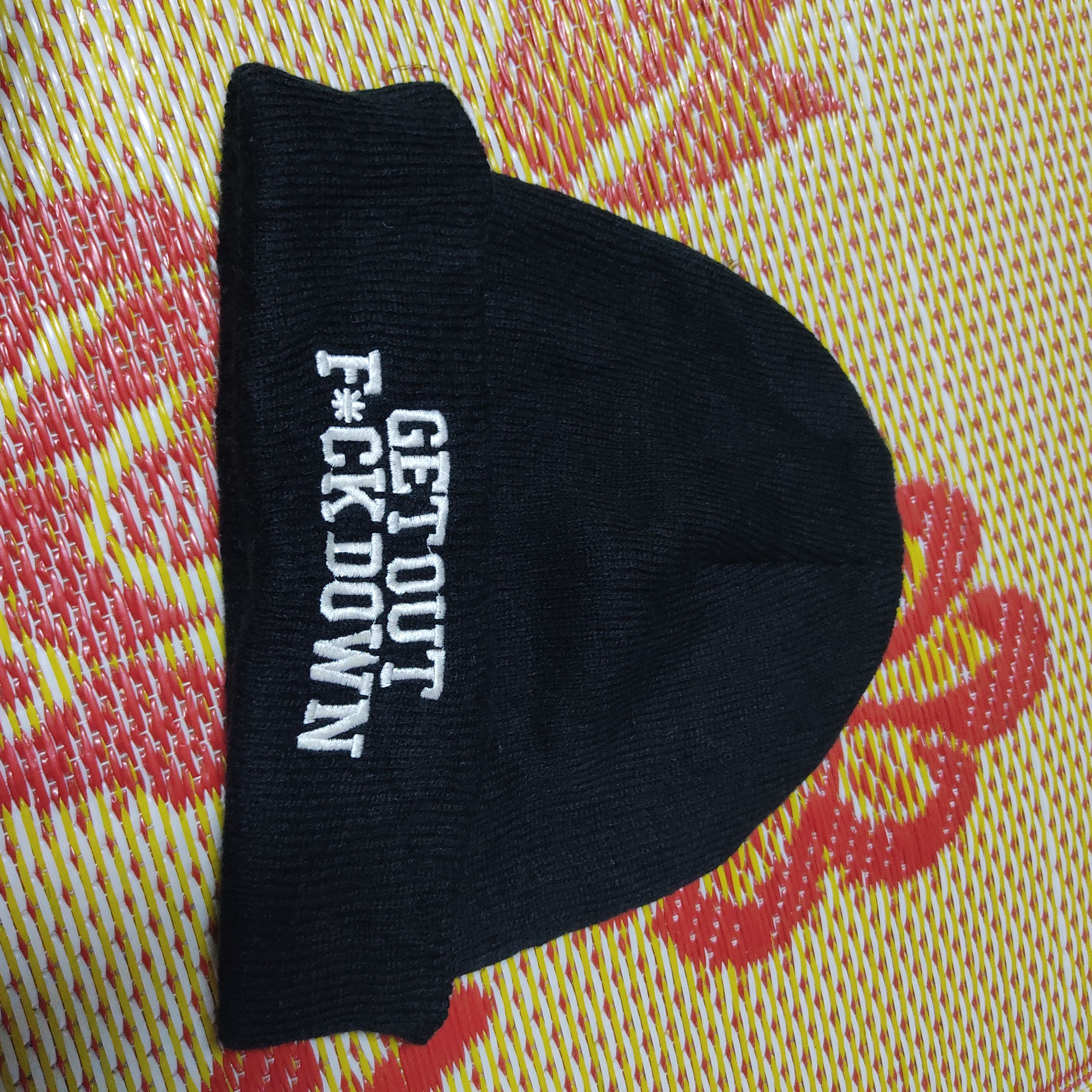Japanese Brand " Get Out Fuck Down " Black Beanie Hats Size ONE SIZE - 6 Thumbnail
