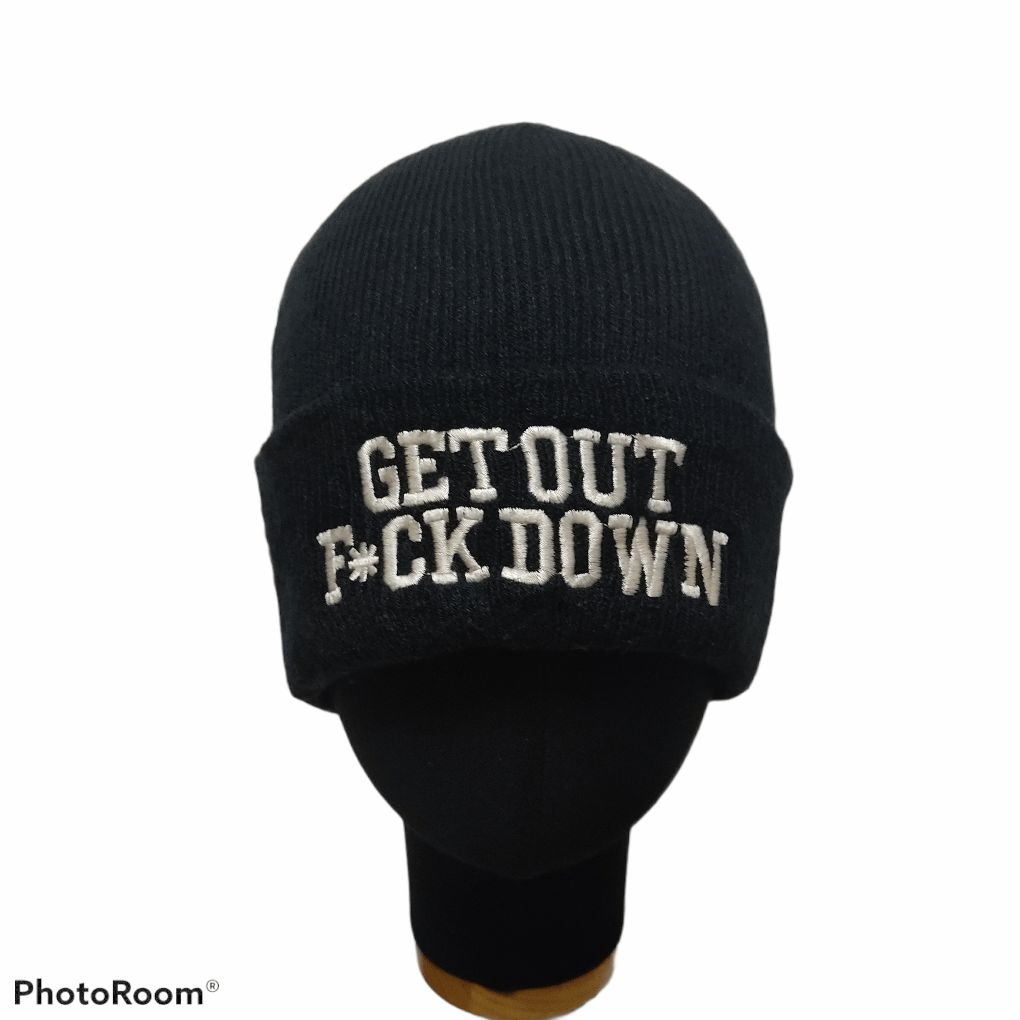 Japanese Brand " Get Out Fuck Down " Black Beanie Hats Size ONE SIZE - 1 Thumbnail