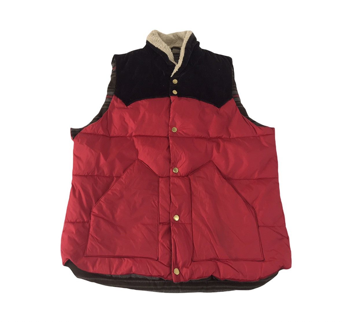 Grailed × Japanese Brand Vintage Puffer Vest Insulated Wool Quilted Striped Inner Size US XL / EU 56 / 4 - 1 Thumbnail