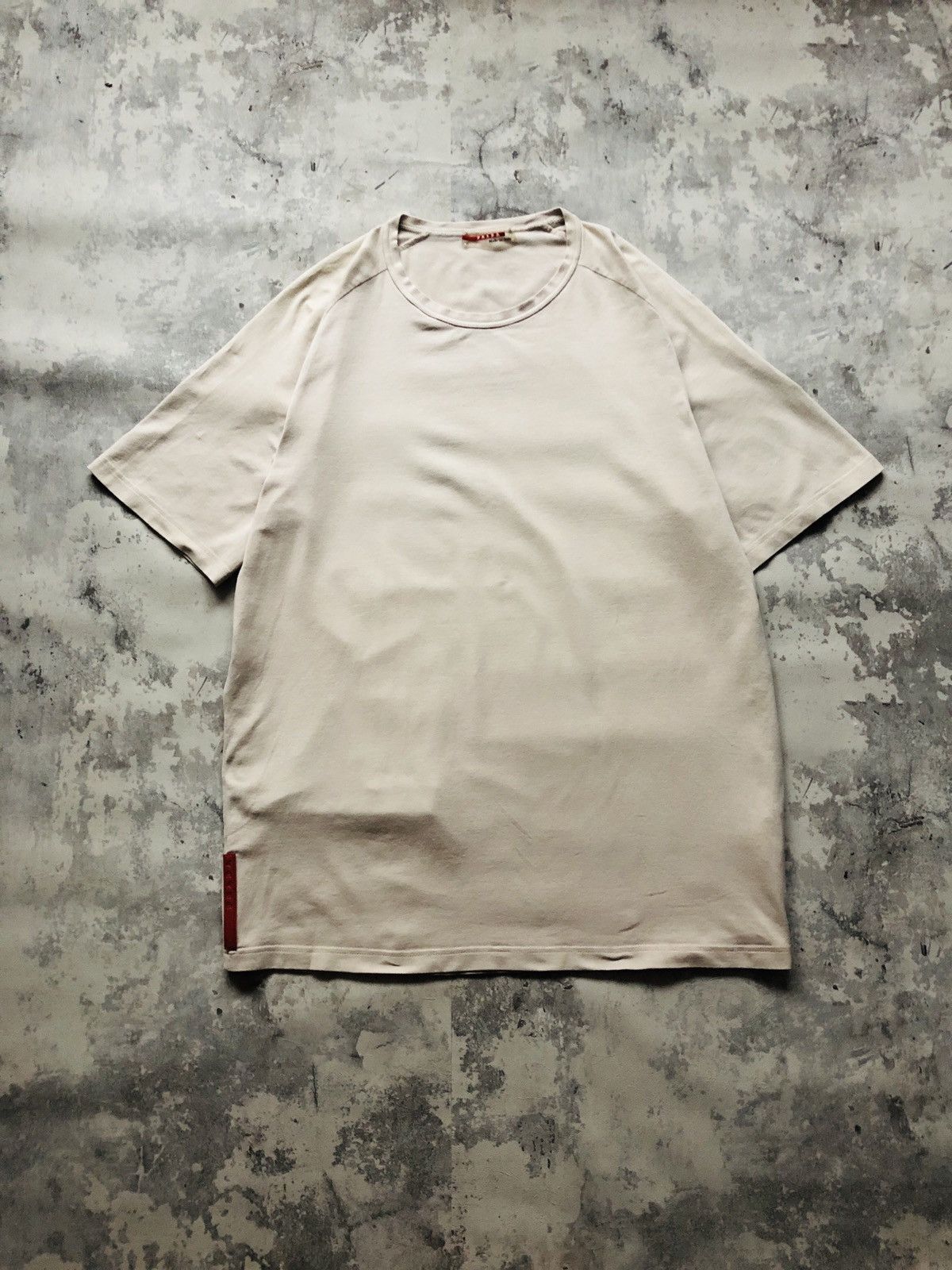 image of Prada Red Tab T-Shirt in White, Men's (Size XL)