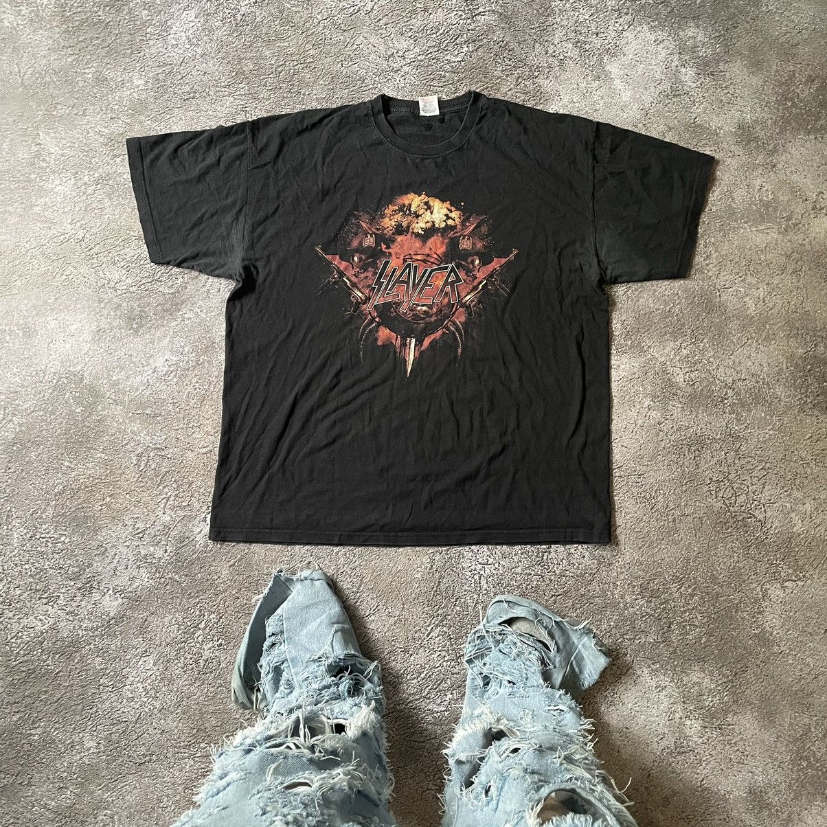 Vintage Vintage Y2K Slayer Graphic Tee Grunge Skull Print Baggy L Size US L / EU 52-54 / 3 - 1 Thumbnail