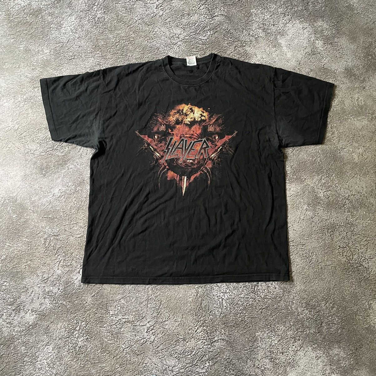 Vintage Vintage Y2K Slayer Graphic Tee Grunge Skull Print Baggy L Size US L / EU 52-54 / 3 - 3 Thumbnail