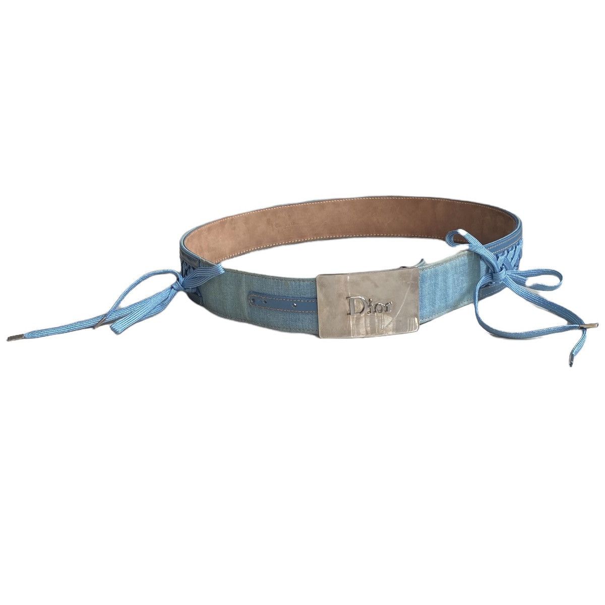 Dior AW02 Runway Denim Lace Up Corset Belt Size ONE SIZE - 3 Thumbnail