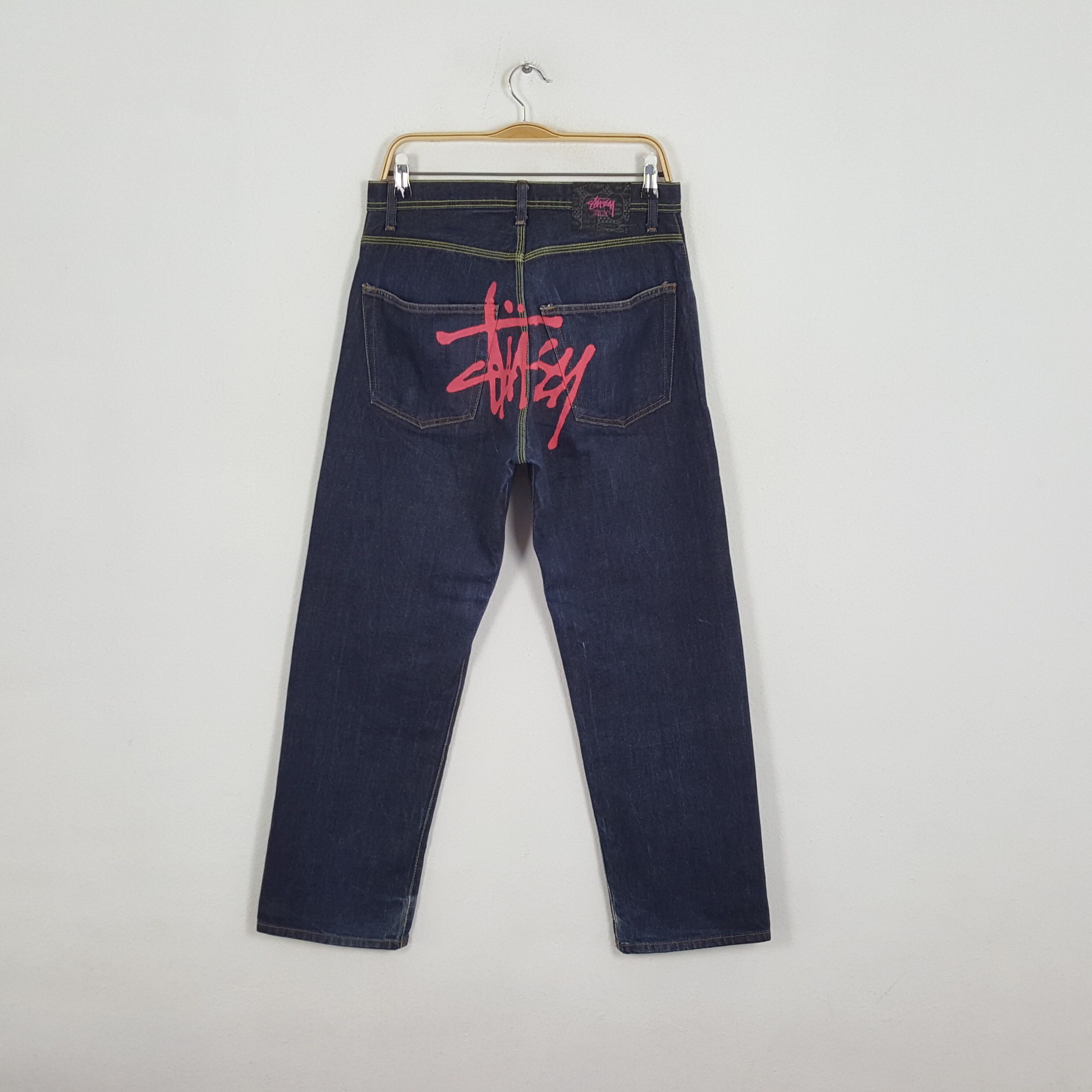 Pre-owned Stussy X Vintage Stussy Streetwear Skateboard Logo Custom Style Jeans In Blue Jean