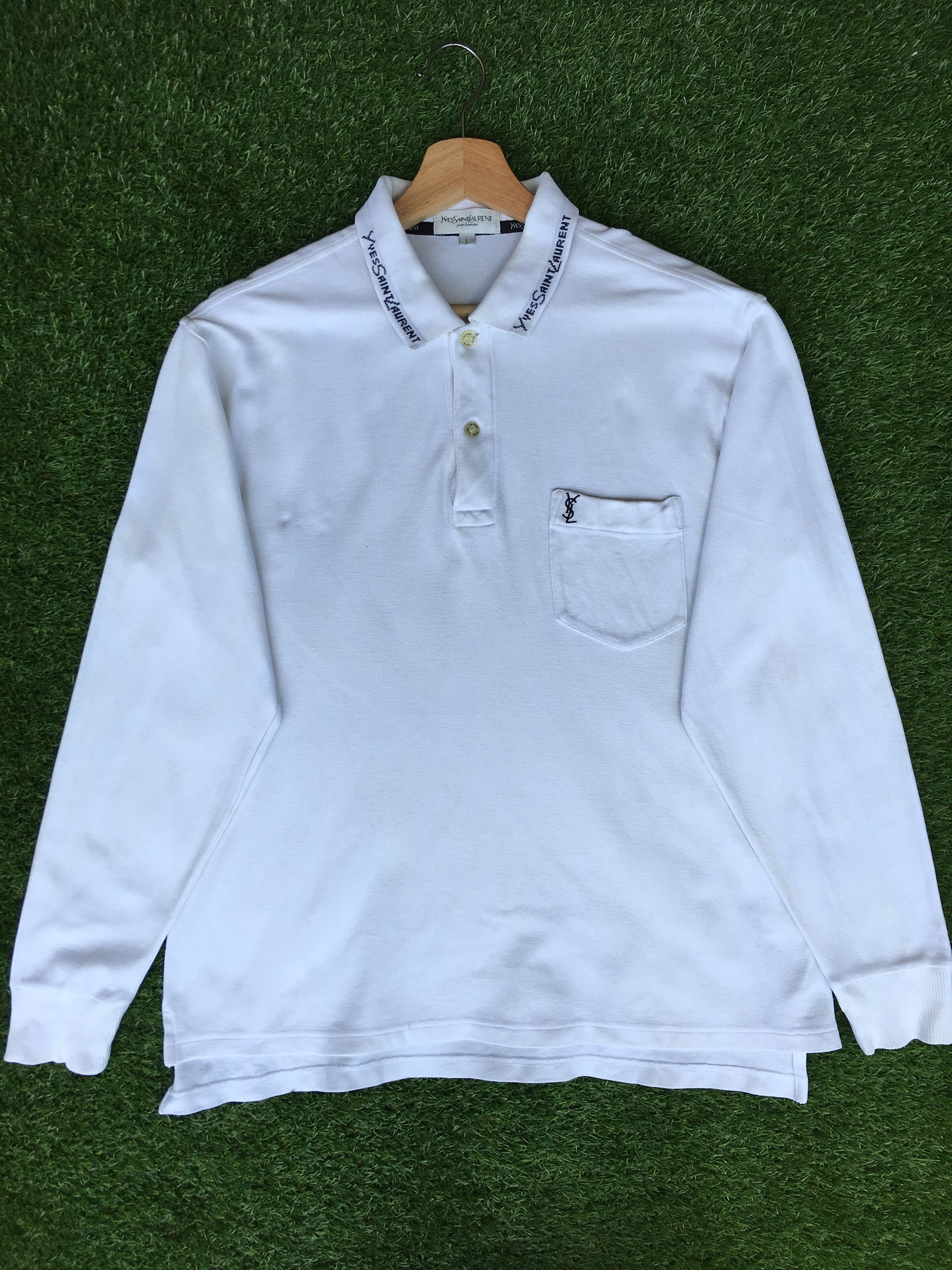 Yves Saint Laurent Vintage Yves Saint Laurent Longsleeve Polo Shirt Size US L / EU 52-54 / 3 - 2 Thumbnail
