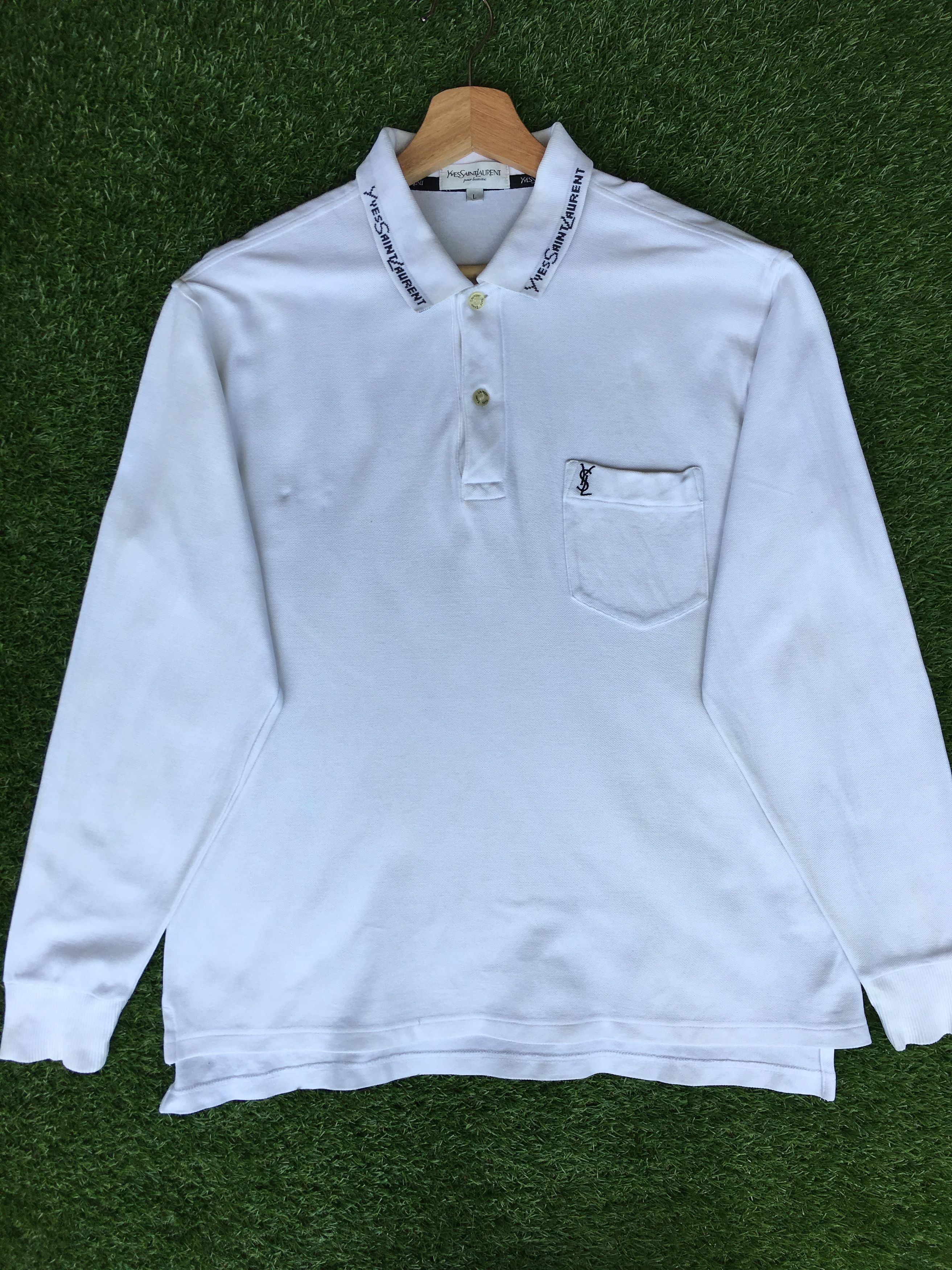 Yves Saint Laurent Vintage Yves Saint Laurent Longsleeve Polo Shirt Size US L / EU 52-54 / 3 - 3 Thumbnail