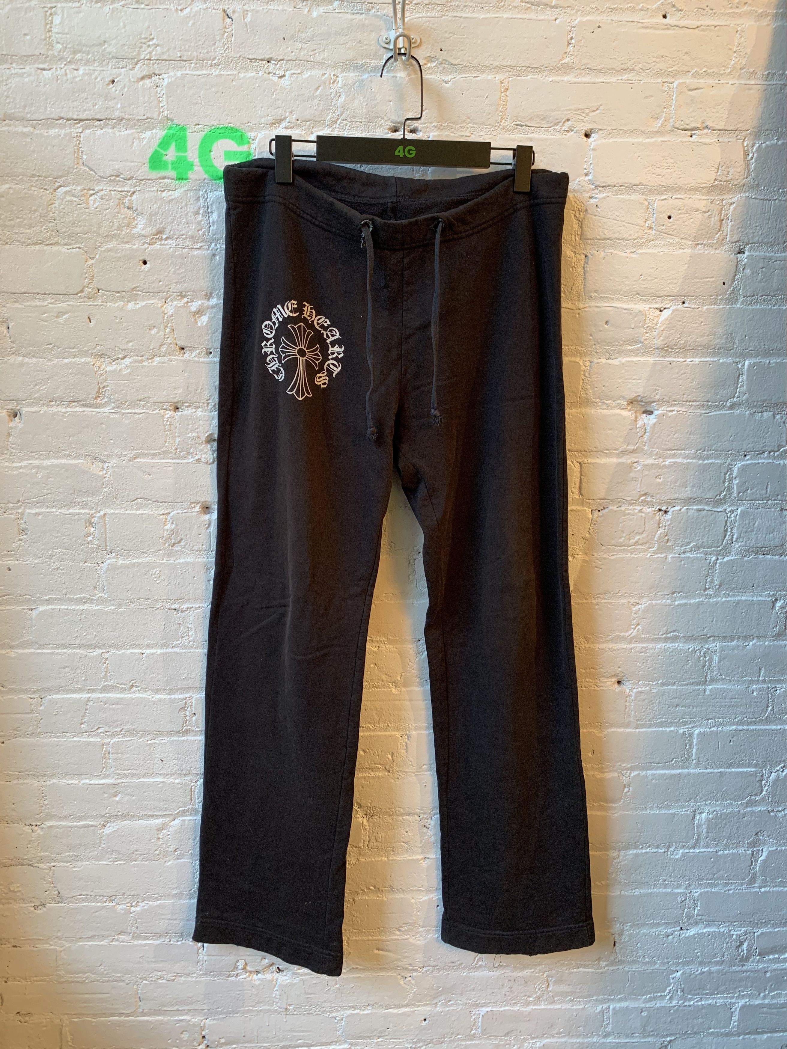 Image of Chrome Hearts Vintage Cross Spell Out Sweat Pants Size S in Black, Men's