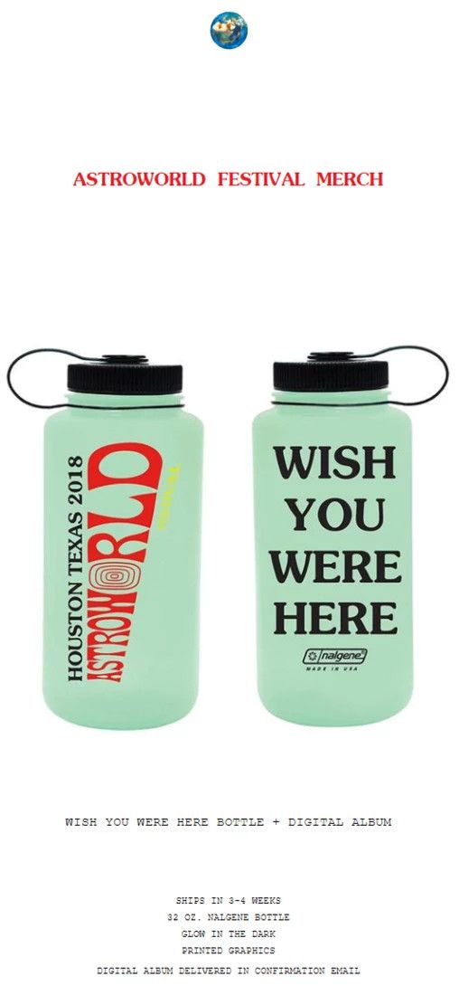 Travis Scott Travis Scott ASTROWORLD Festival Water Bottle Nalgene Glows Size ONE SIZE - 13 Thumbnail