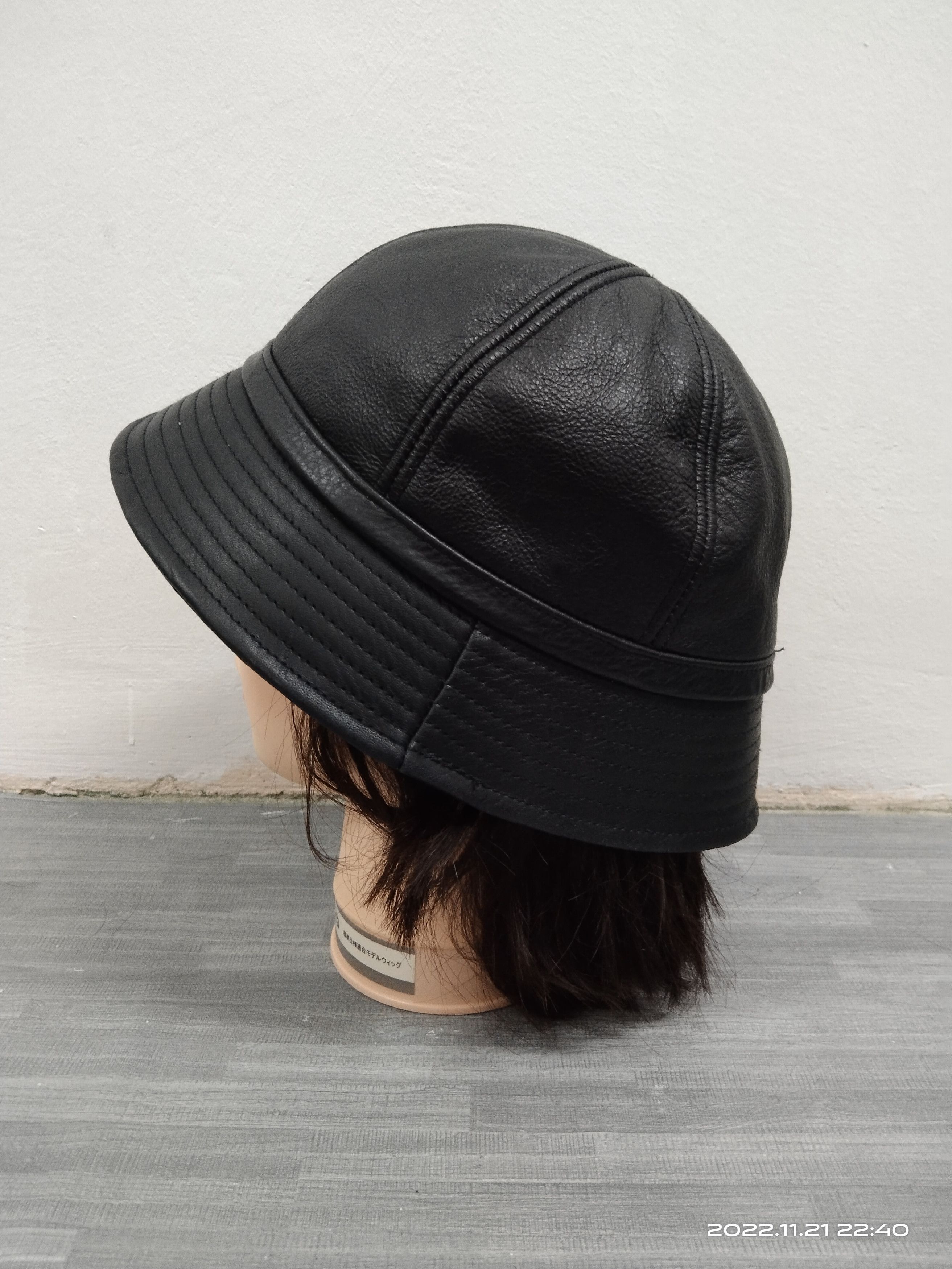 Leather UNBRAND LEATHER BUCKET HAT BLACK INSPIRED YOHJI YAMAMOTO Size ONE SIZE - 3 Thumbnail
