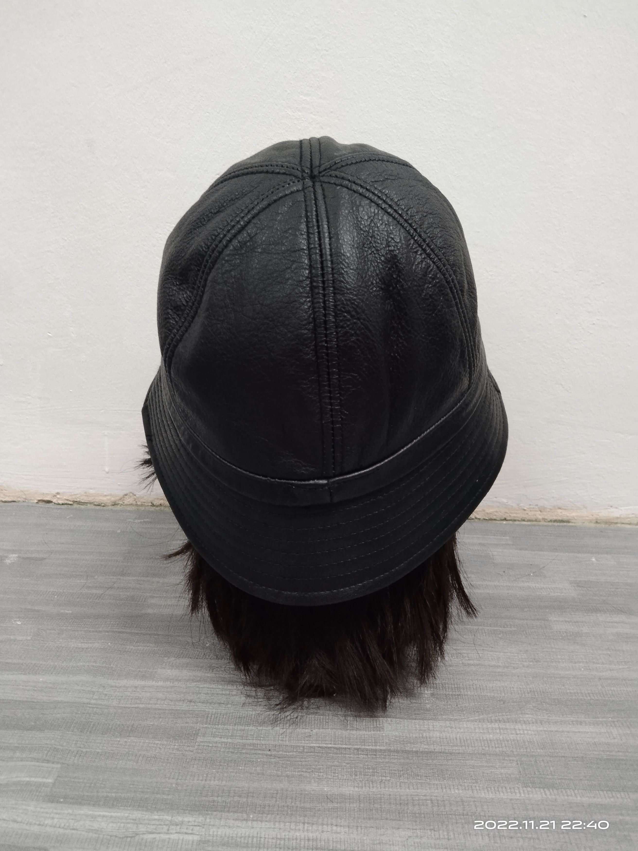 Leather UNBRAND LEATHER BUCKET HAT BLACK INSPIRED YOHJI YAMAMOTO Size ONE SIZE - 4 Thumbnail