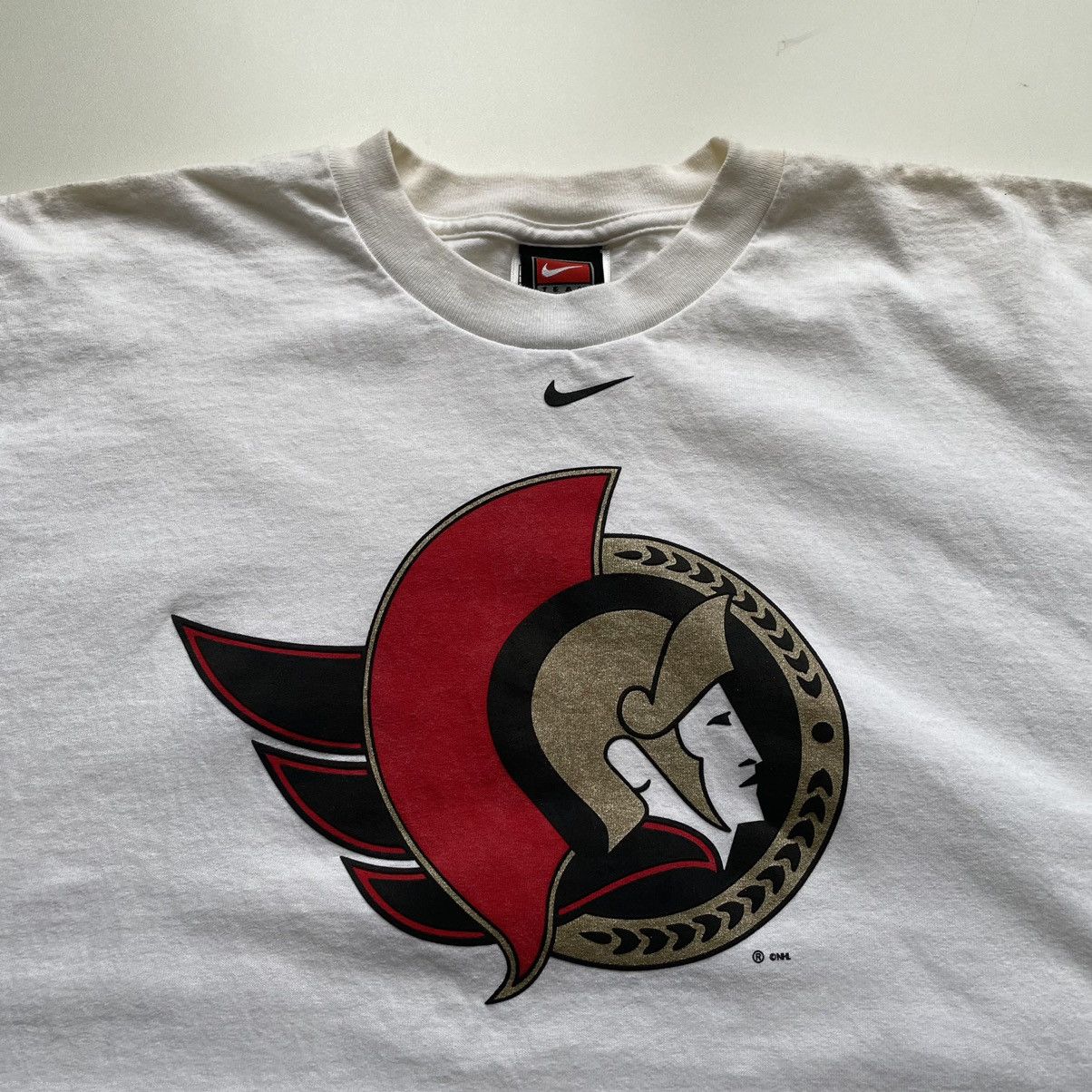 NHL × Nike × Vintage Vintage 1990s Nike Ottawa Senators NHL Center Swoosh T Shirt Size US L / EU 52-54 / 3 - 2 Thumbnail