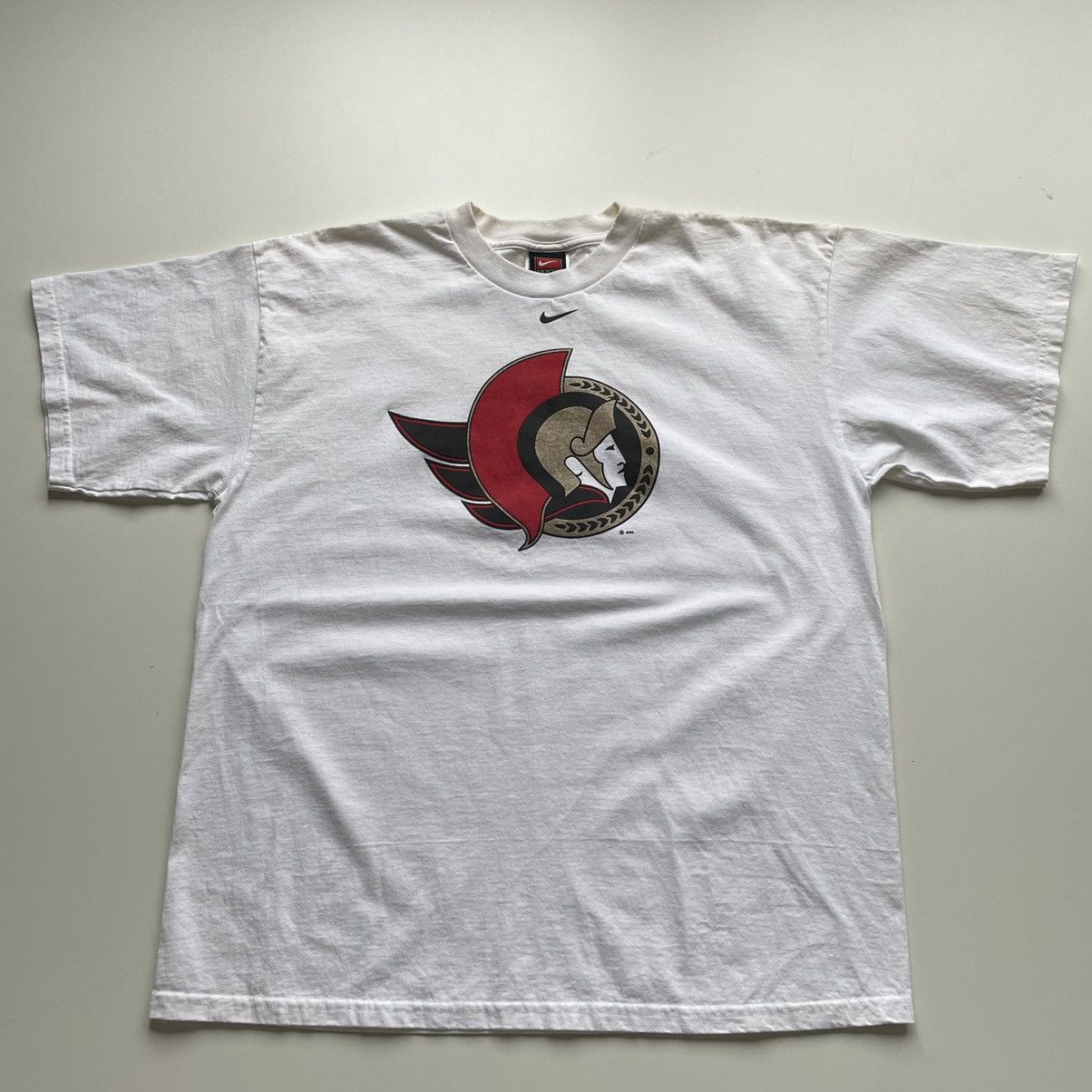 NHL × Nike × Vintage Vintage 1990s Nike Ottawa Senators NHL Center Swoosh T Shirt Size US L / EU 52-54 / 3 - 1 Thumbnail
