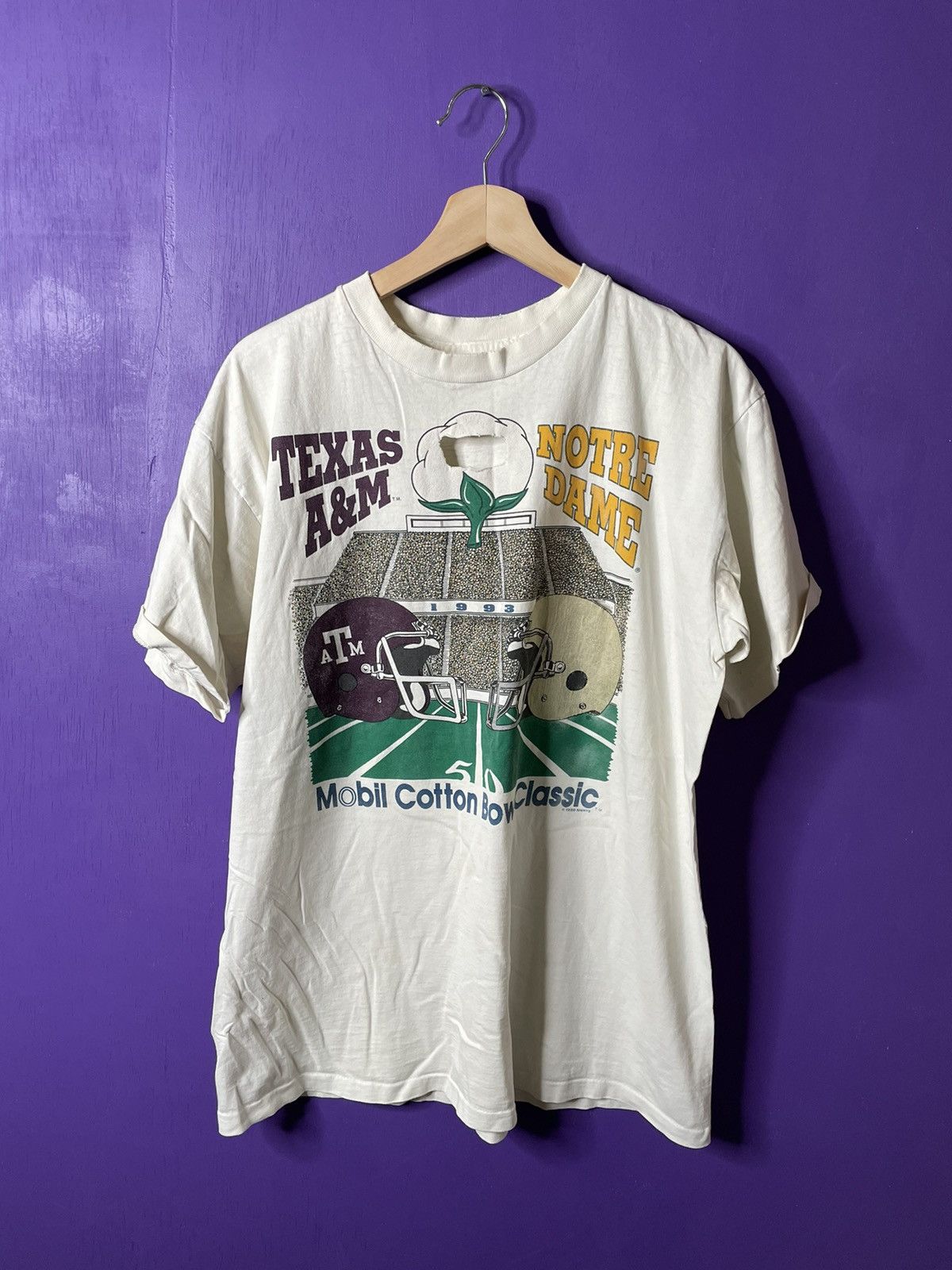 Vintage Vintage 1993 Cotton Bowl Notre Dame vs Texas ATM tshirt Grailed