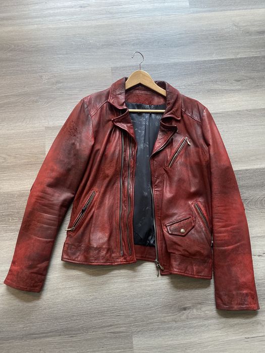 Le Grande Bleu (L.G.B.) 14th Addiction Red Leather Rider Jacket