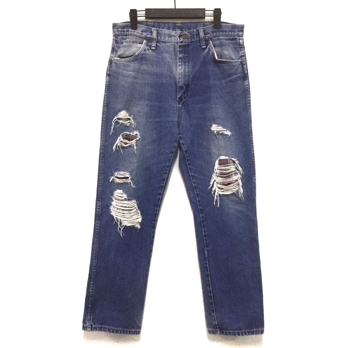 Vintage 😍😍Rare wrangler deconsrtuct Ripped jeans distressed handmade Size US 32 / EU 48 - 2 Thumbnail