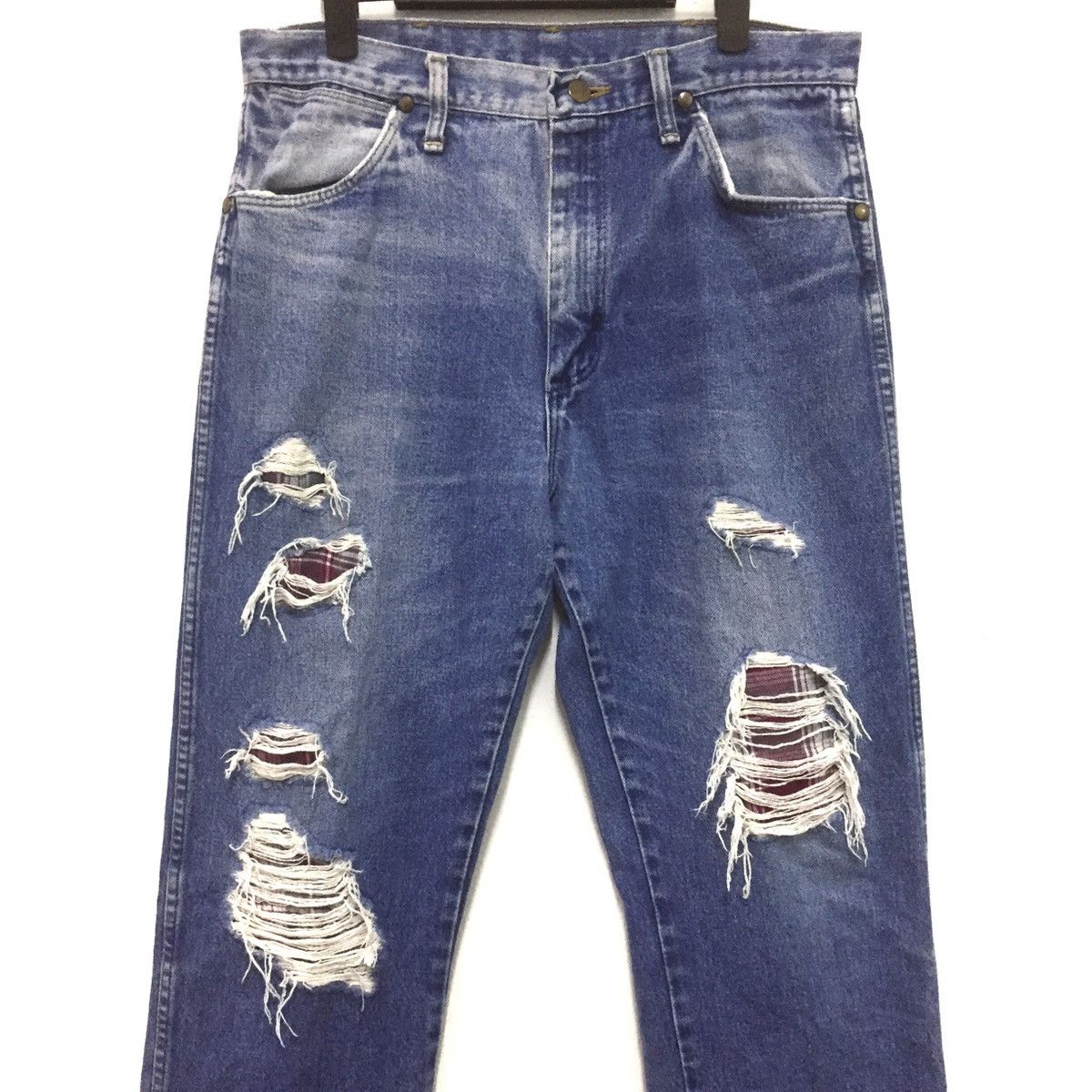 Vintage 😍😍Rare wrangler deconsrtuct Ripped jeans distressed handmade Size US 32 / EU 48 - 1 Thumbnail